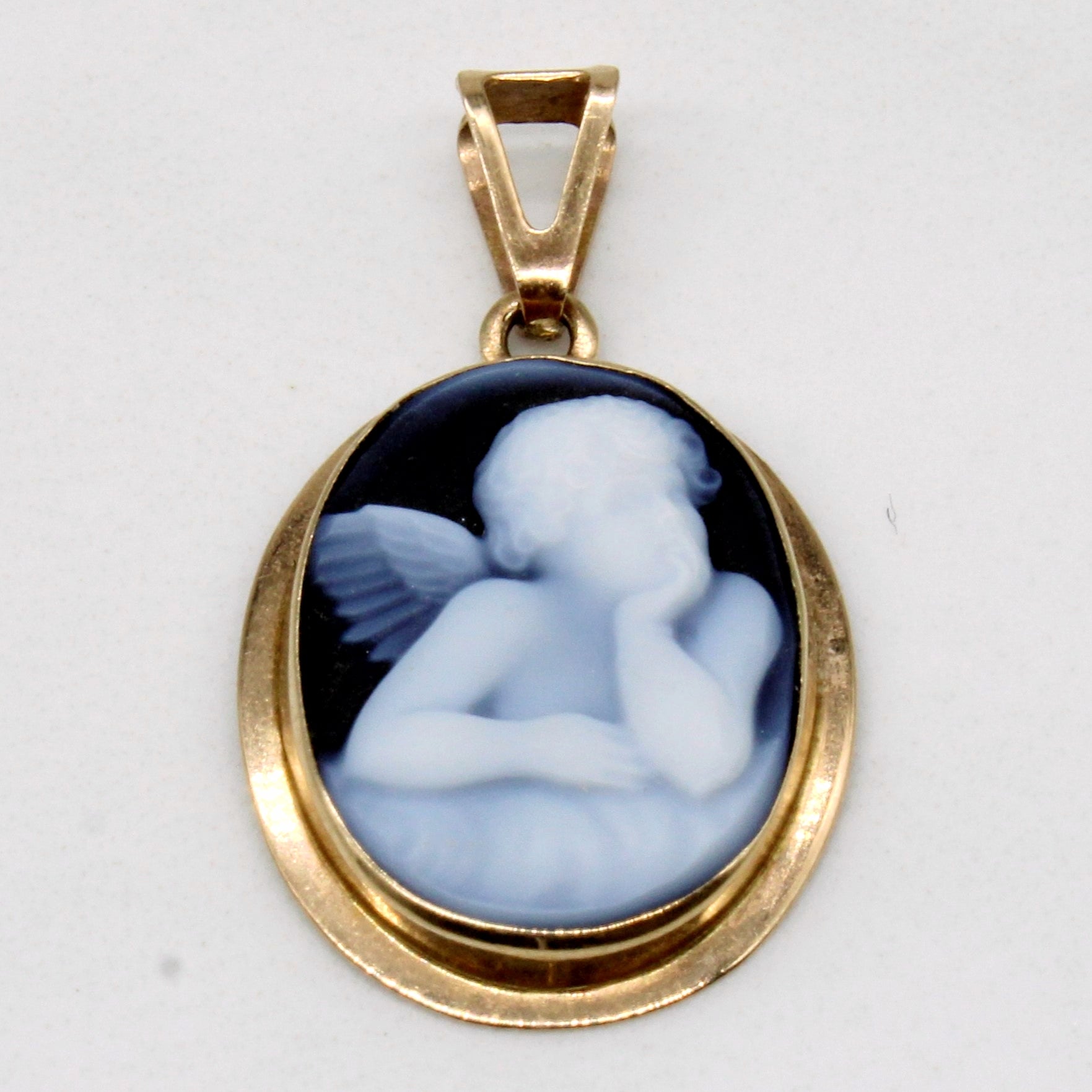 Porcelain Black Onyx Cameo Pendant
