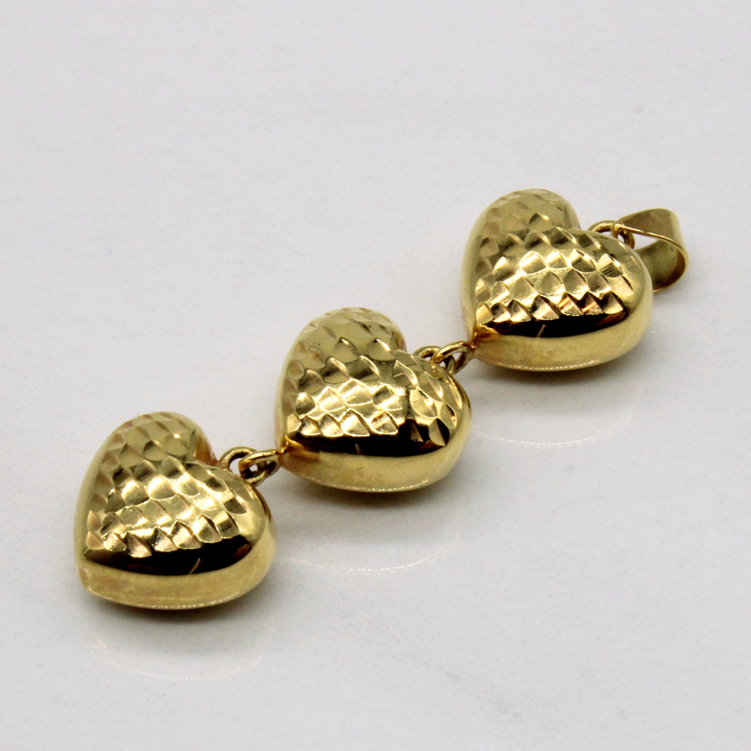 18k Yellow Gold Heart Drop Pendant