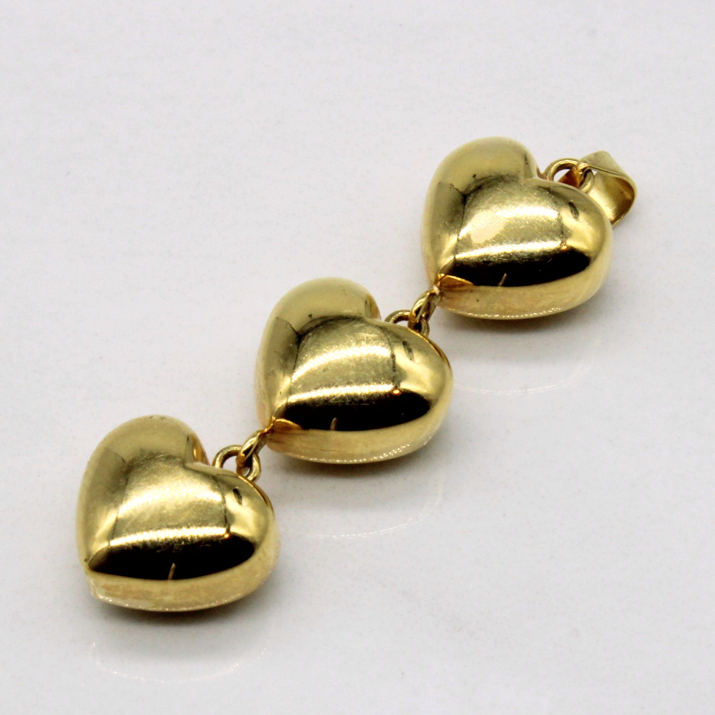 18k Yellow Gold Heart Drop Pendant