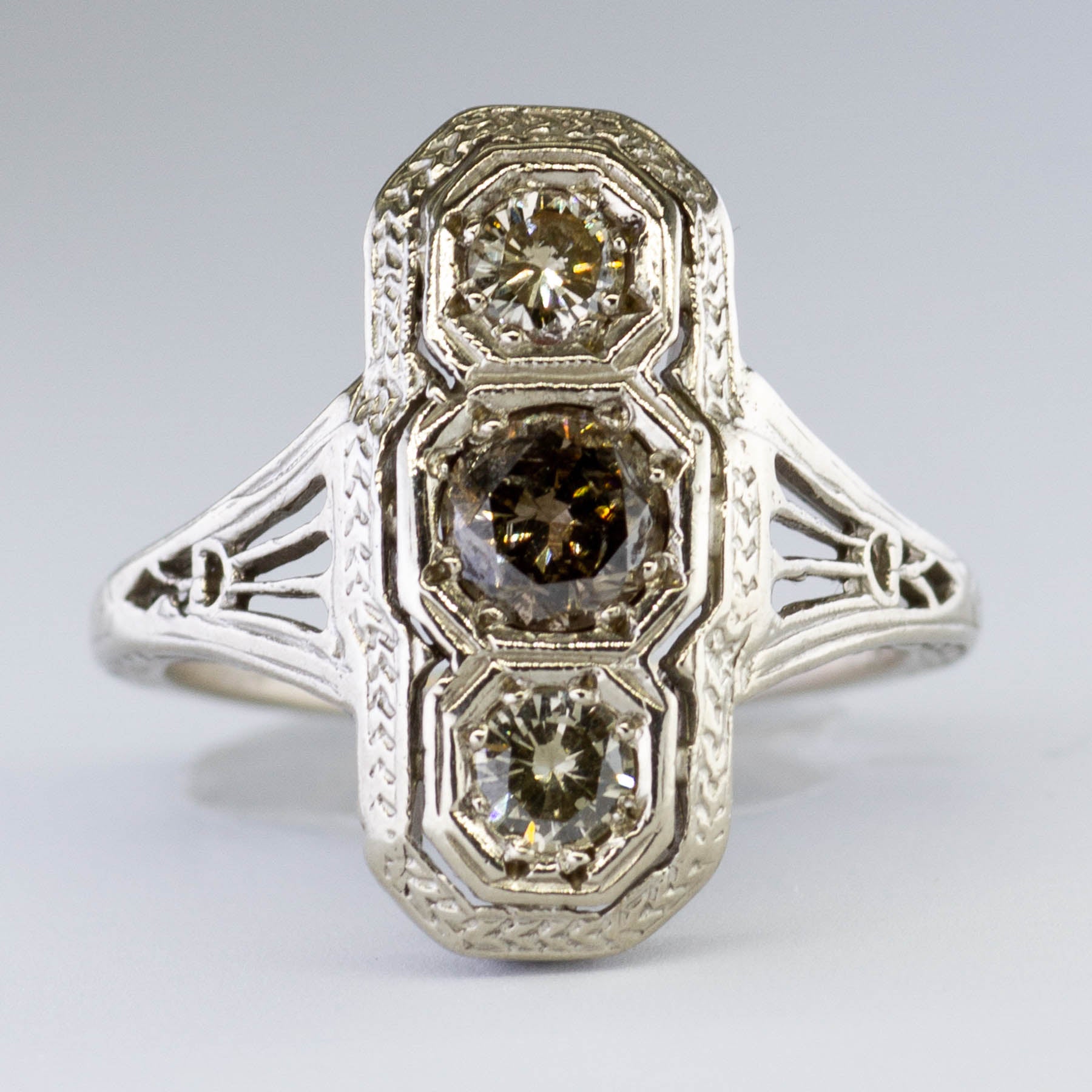 Art Deco Inspired Champagne Diamond Ring | 0.50ctw | SZ 4 |