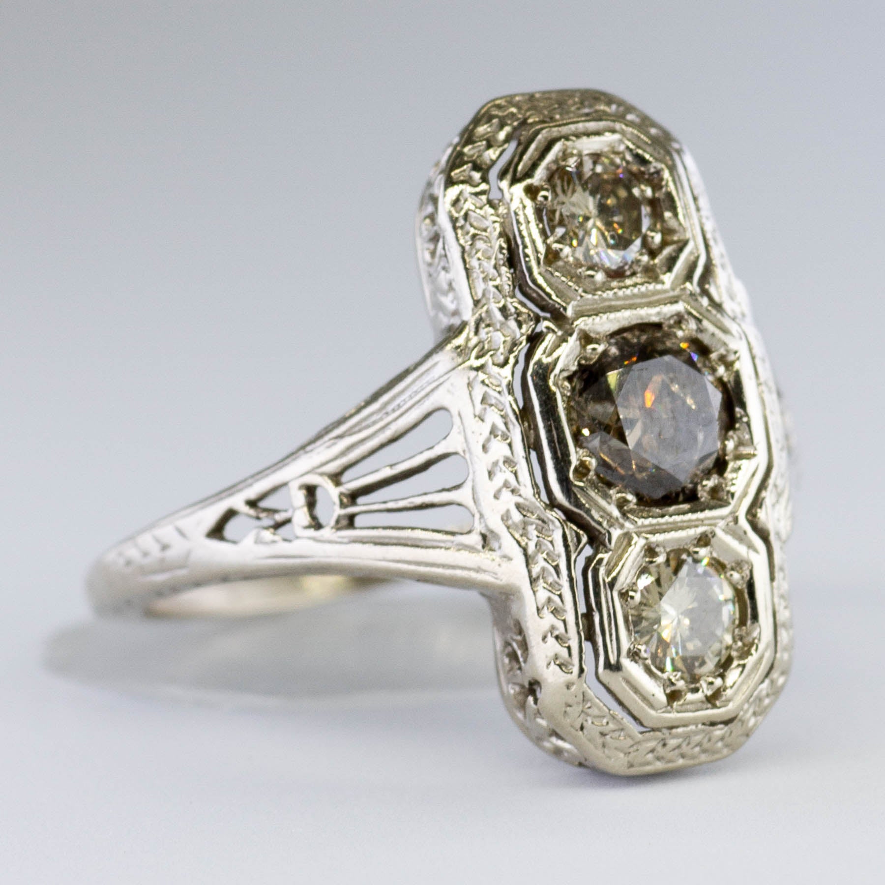 Art Deco Inspired Champagne Diamond Ring | 0.50ctw | SZ 4 |