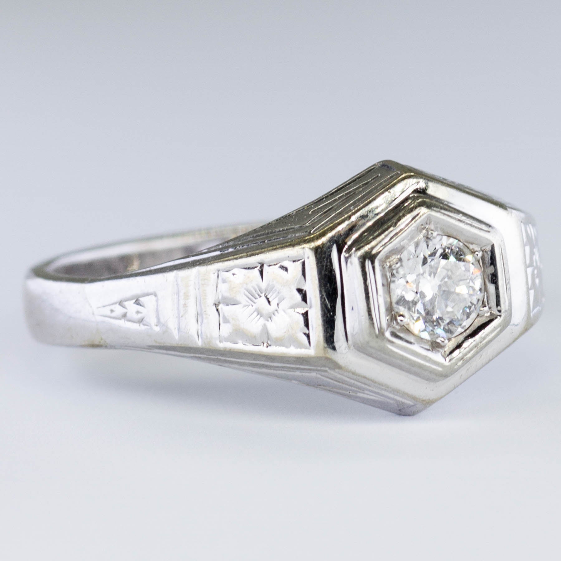 1920s Orange Blossom Detailed Engagement Ring | 0.28ct | SZ 9 |
