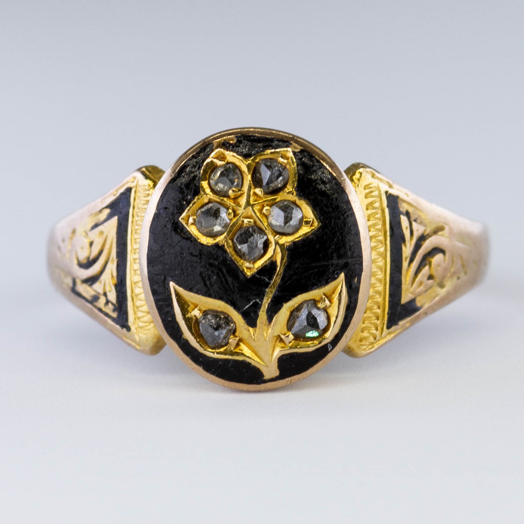 Victorian Mourning Era Diamond Rose Ring | 0.07ctw | SZ 6.75 |