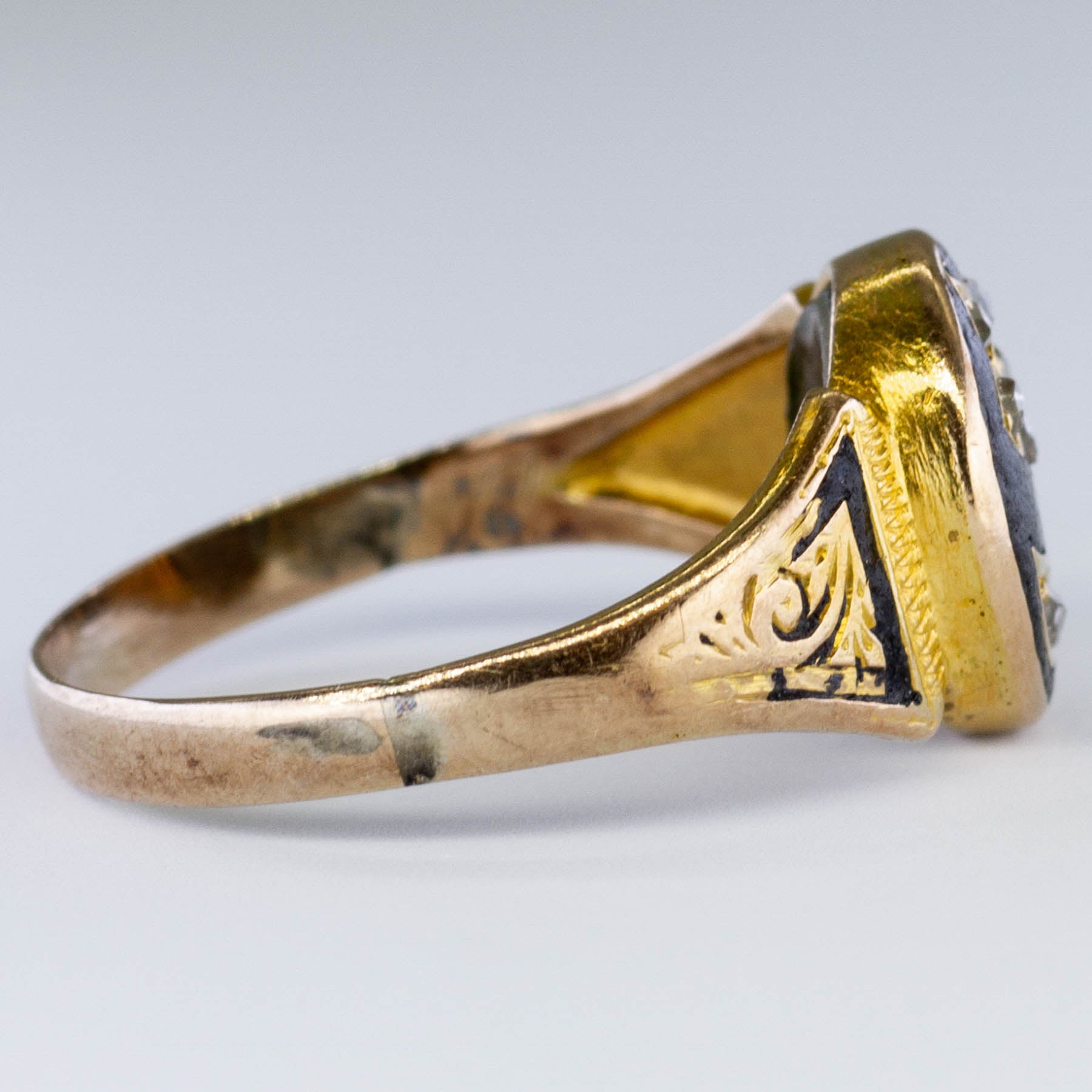 Victorian Mourning Era Diamond Rose Ring | 0.07ctw | SZ 6.75 |