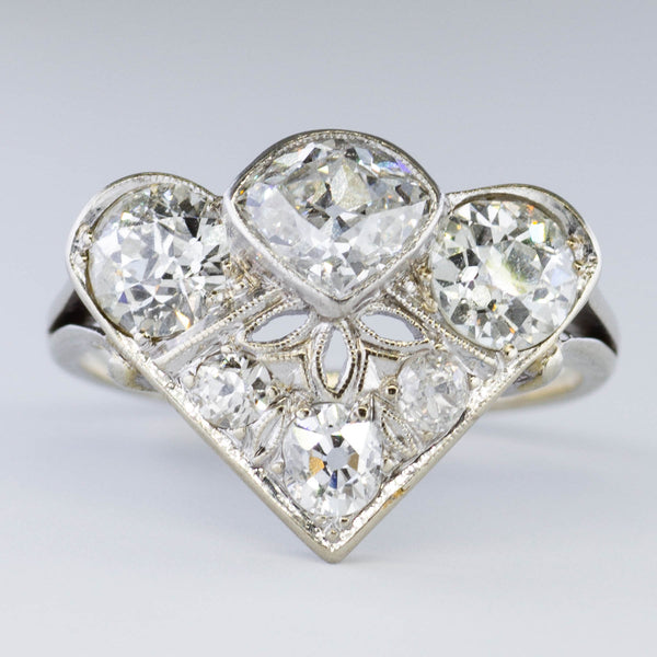 Art Deco Era Fan Old Mine Diamond Ring | 2.36ctw | SZ 6 |