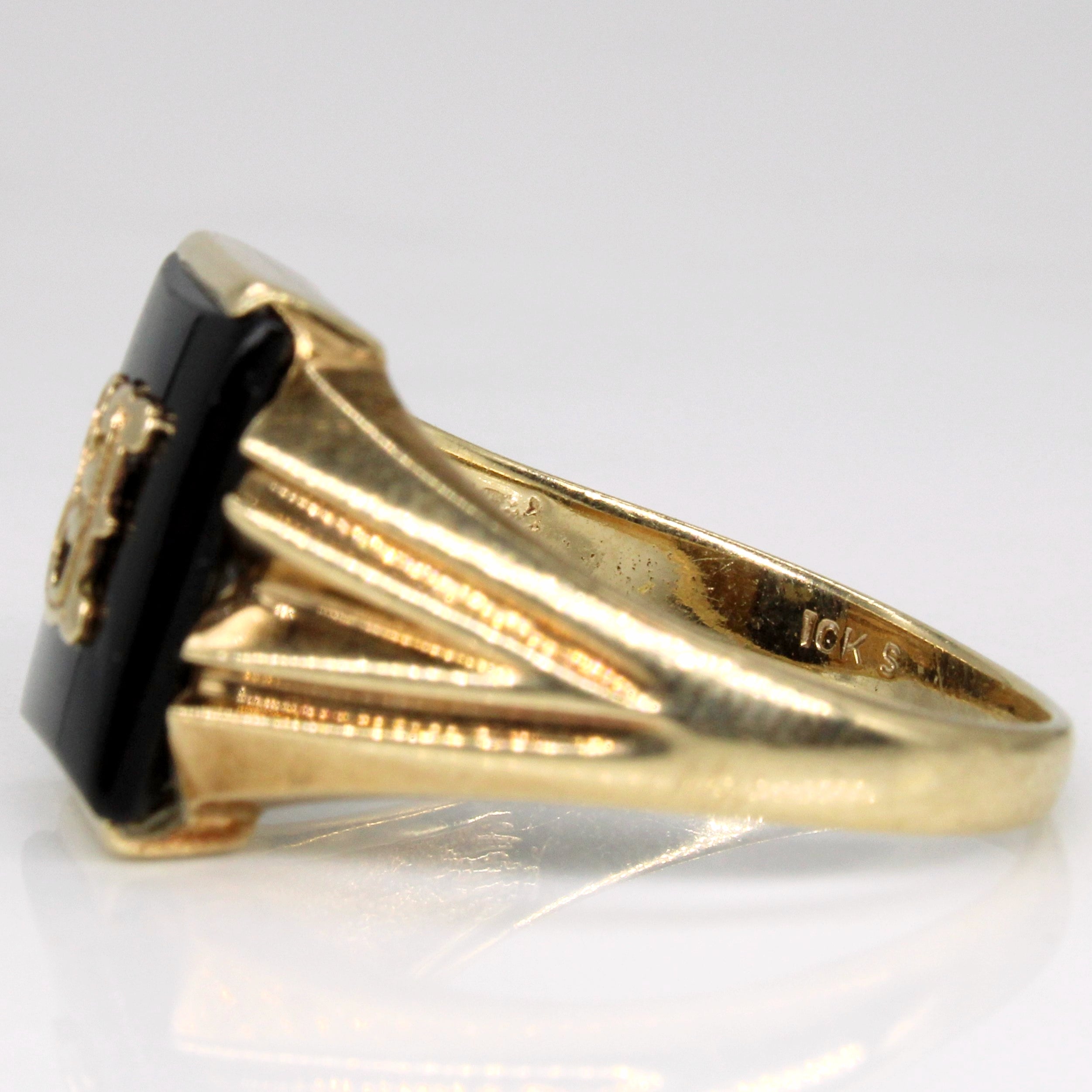 Onyx 'R' Initial Ring | 4.00ct | SZ 9.5 |
