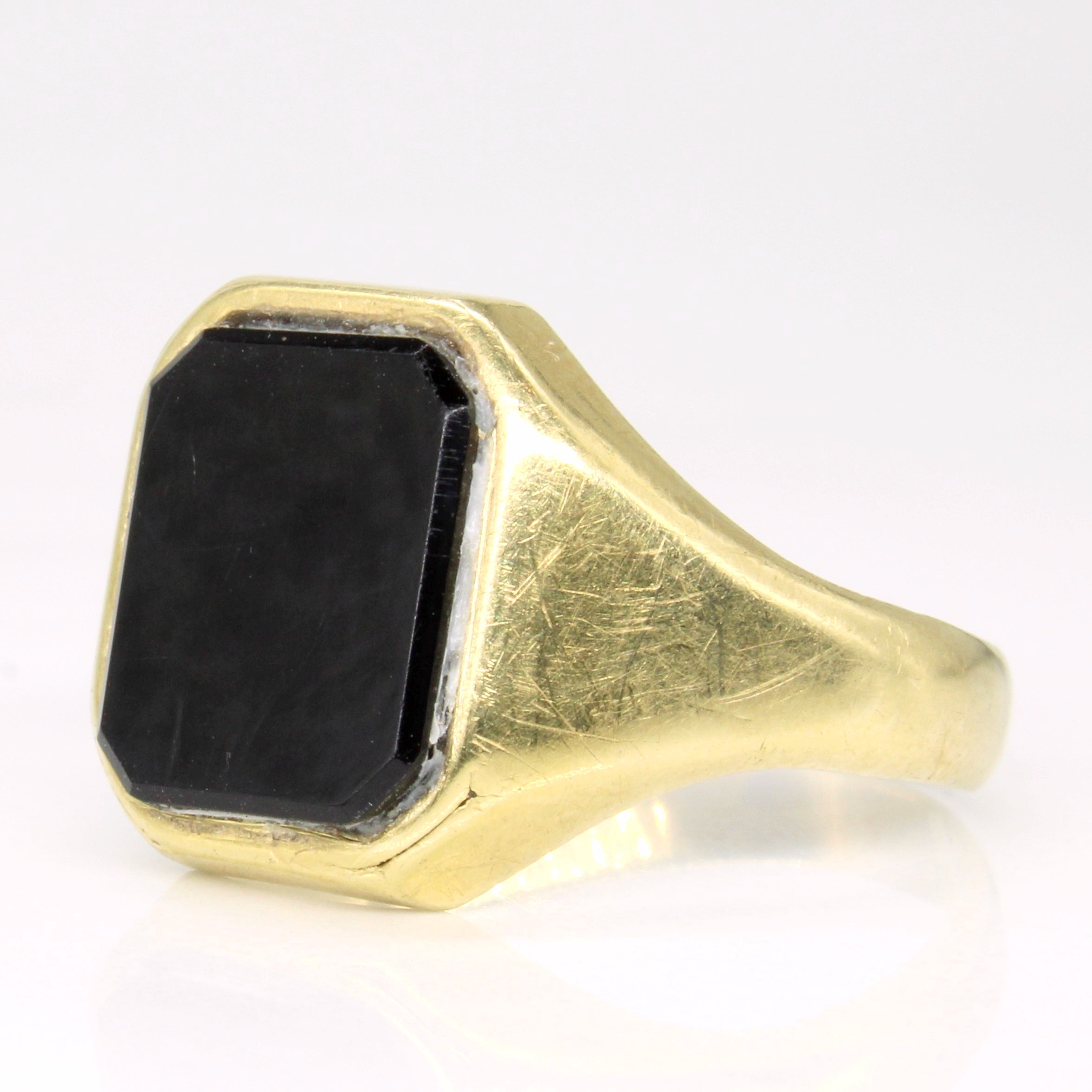 Bague chevalière en onyx | 4,60 ct | Taille 9,25 |