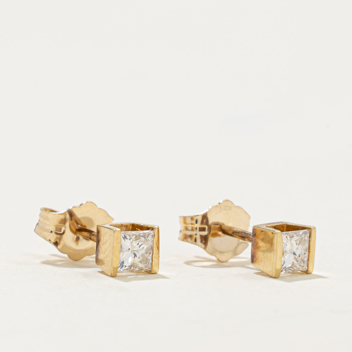 10k Princess Cut Diamond Stud Earrings | 0.32ctw