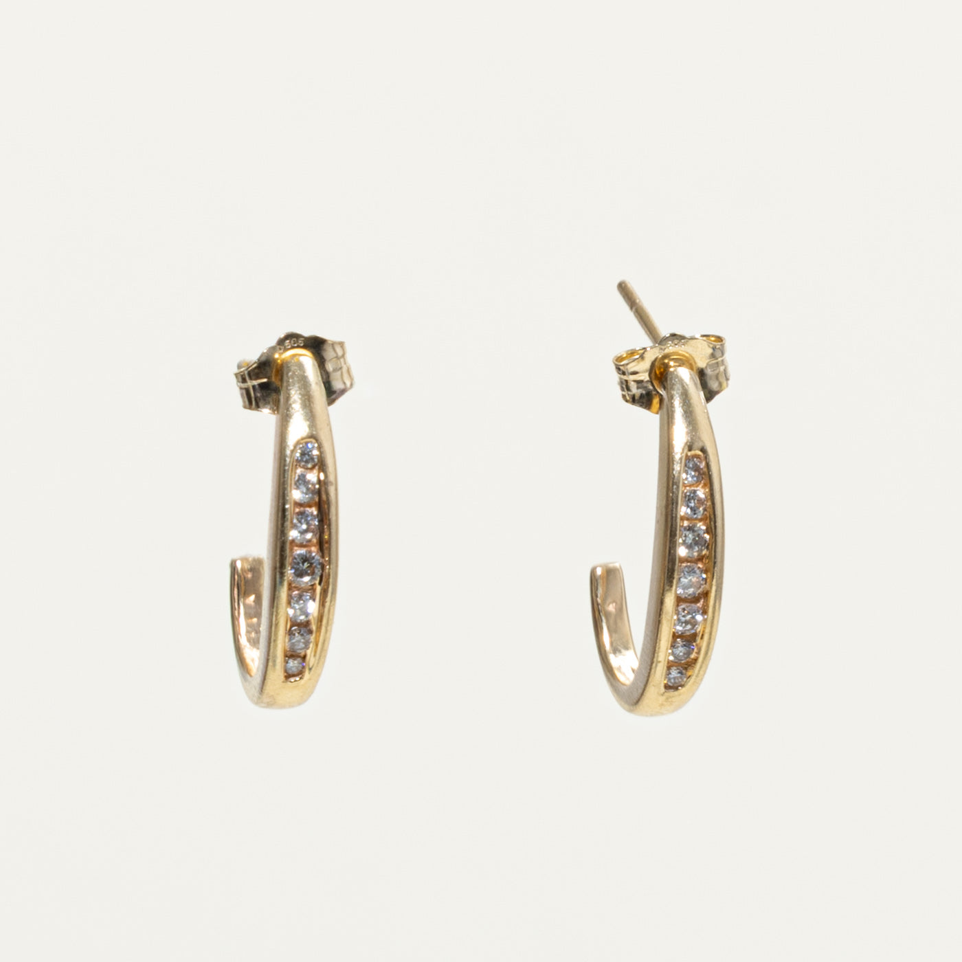 14k Channel Set Diamond Half Hoop Earrings | 0.22ctw