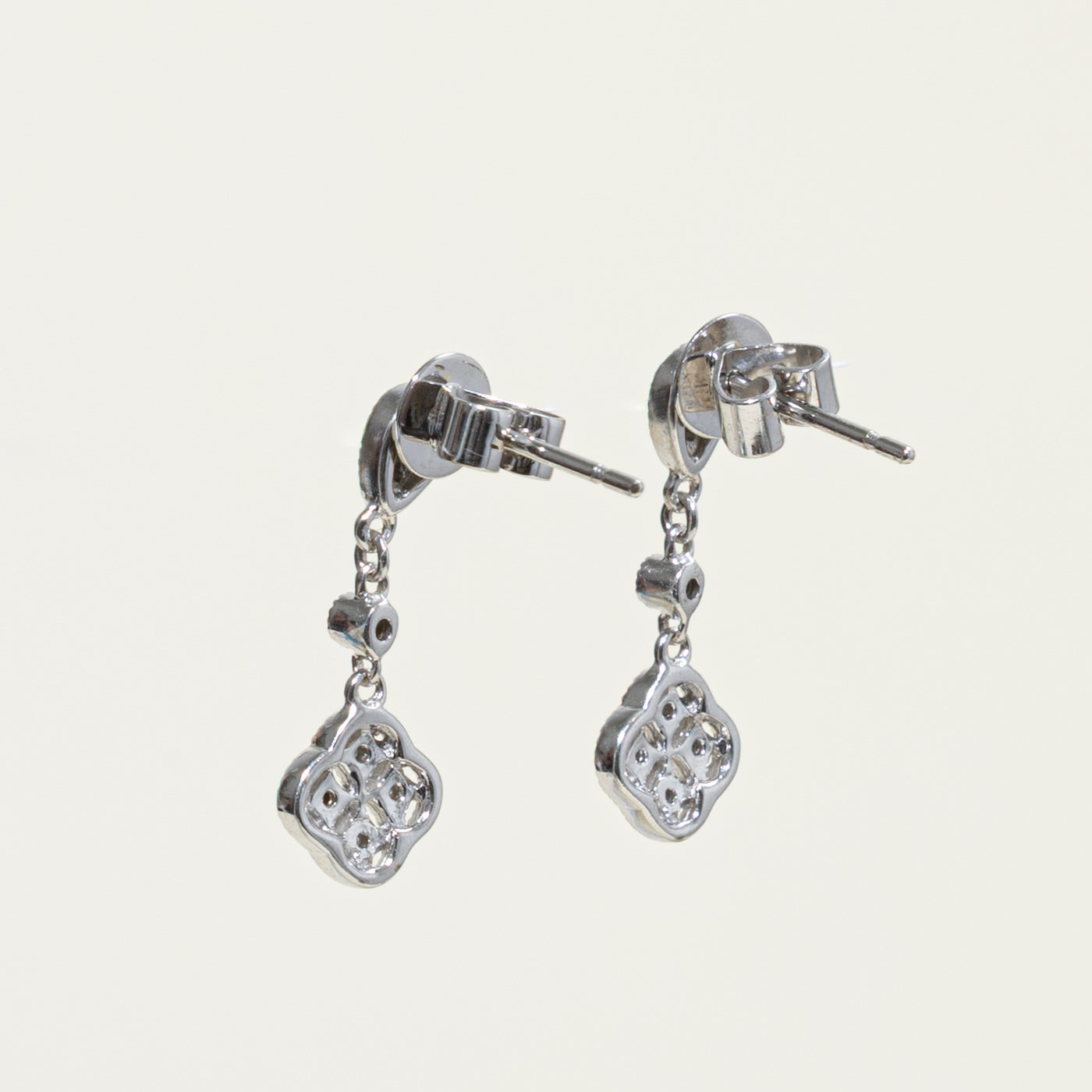 18k Diamond Clover Cluster Drop Earrings | 0.10ctw