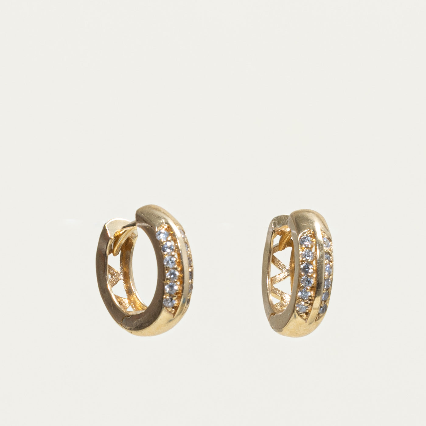14k Double Row Diamond Huggie Earrings | 0.28ctw