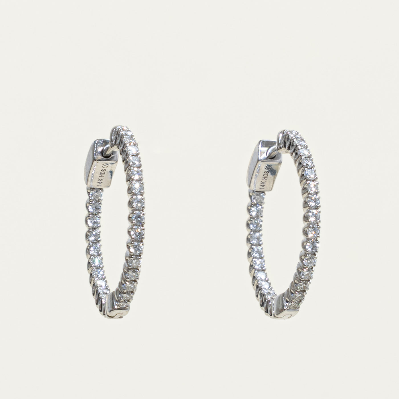 14k Eternity Diamond Hoop Earrings | 0.81ctw