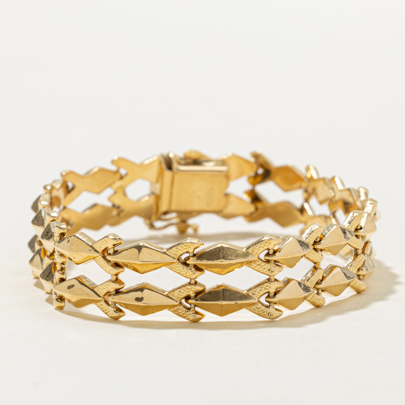 18k Italian Yellow Gold Geometric Chain Bracelet | 7.5"