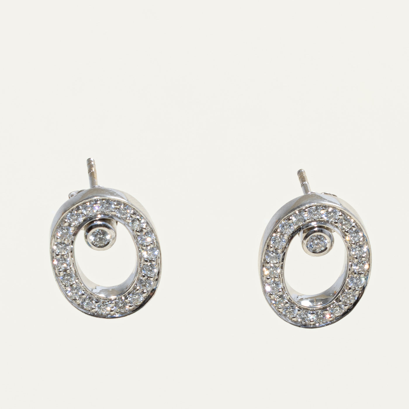 18k Diamond Large Oval Earrings | 1.24ctw