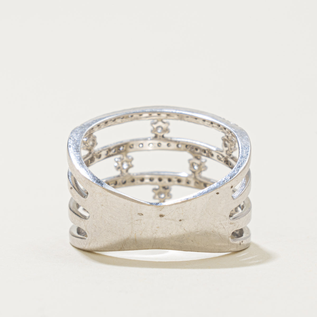 14k Multi Row Diamond Open Layered Band | 0.52ctw | 13.7mm | SZ 7.25