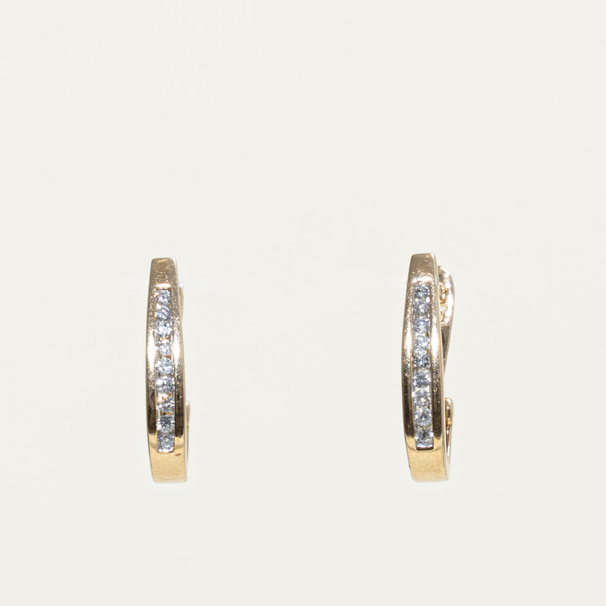 10k Channel Set Diamond Half Hoop Earrings | 0.16ctw