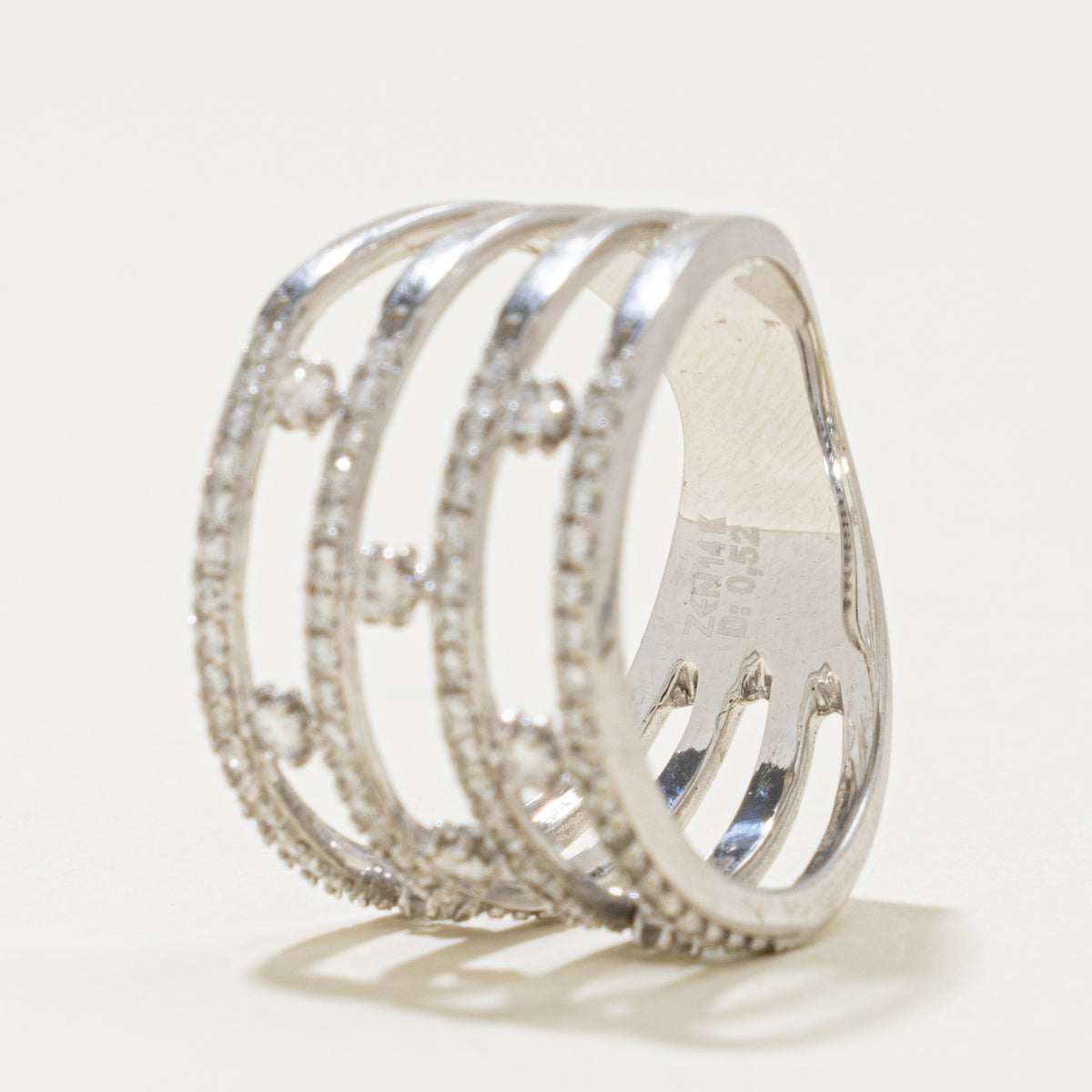 14k Multi Row Diamond Open Layered Band | 0.52ctw | 13.7mm | SZ 7.25