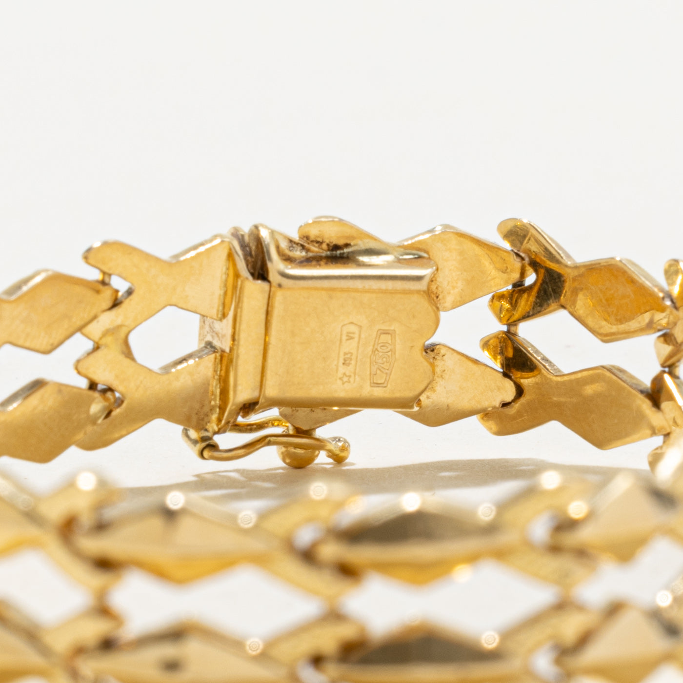 18k Italian Yellow Gold Geometric Chain Bracelet | 7.5"