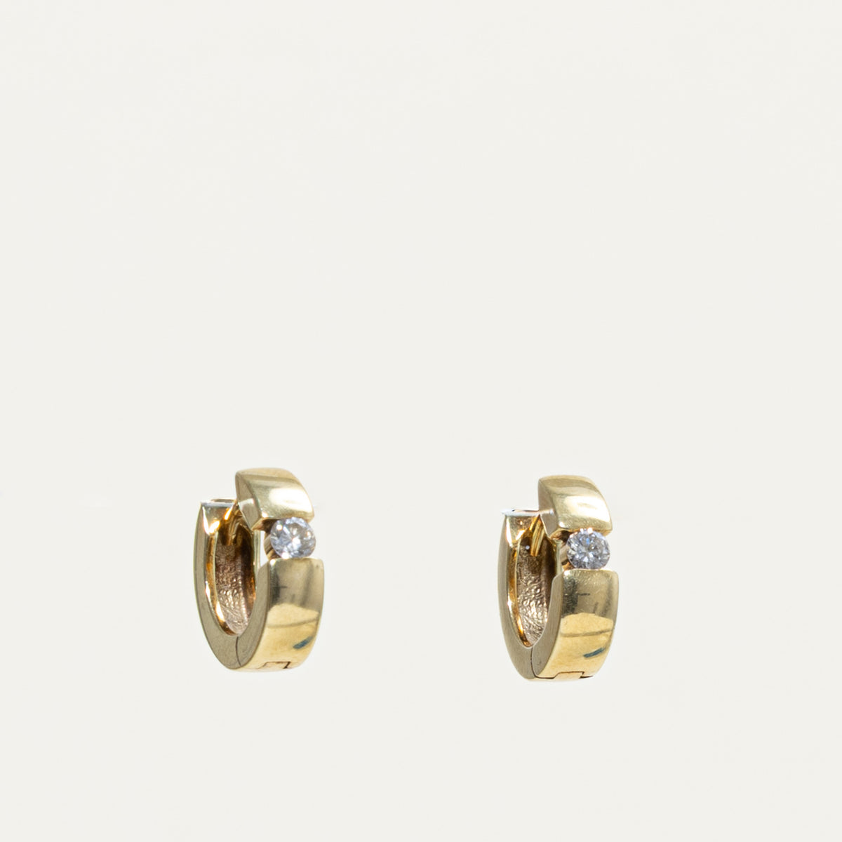 14k Single Diamond Huggie Earrings | 0.17ctw