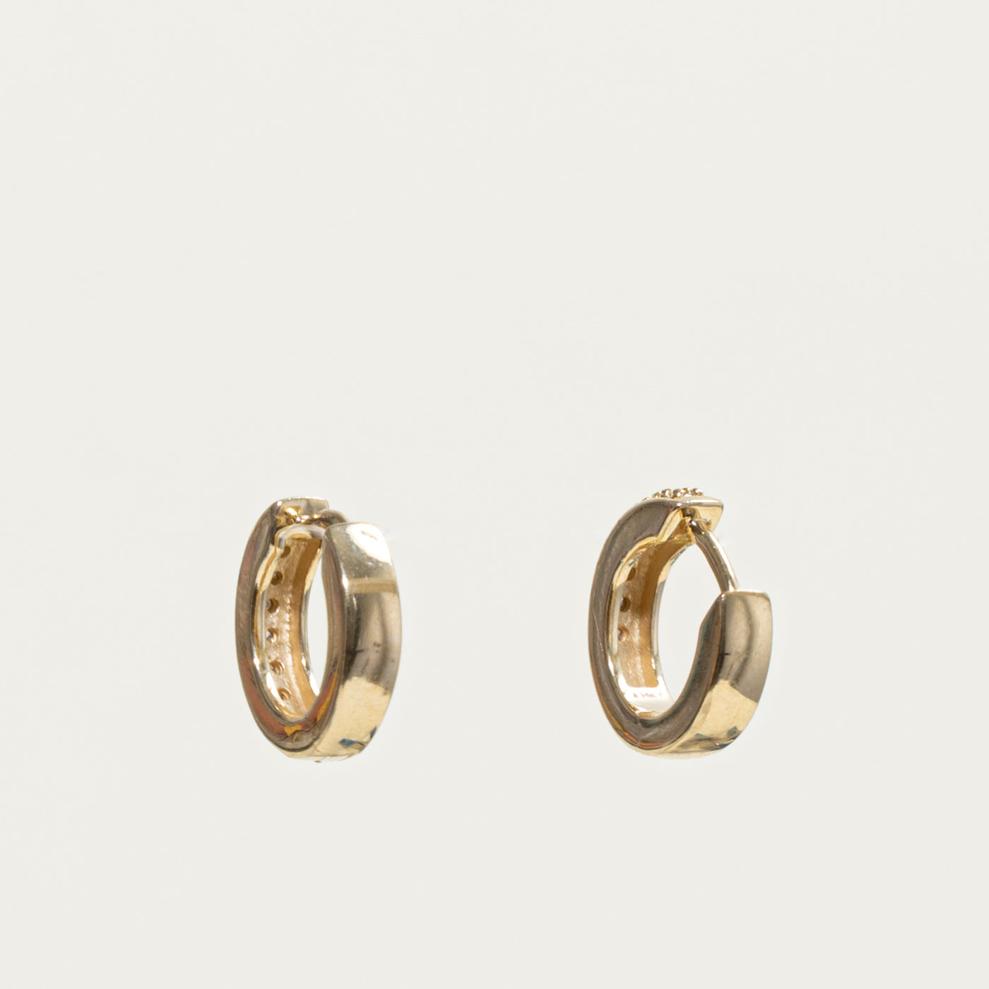 14k Pavé Set Diamond Huggie Earrings | 0.13ctw