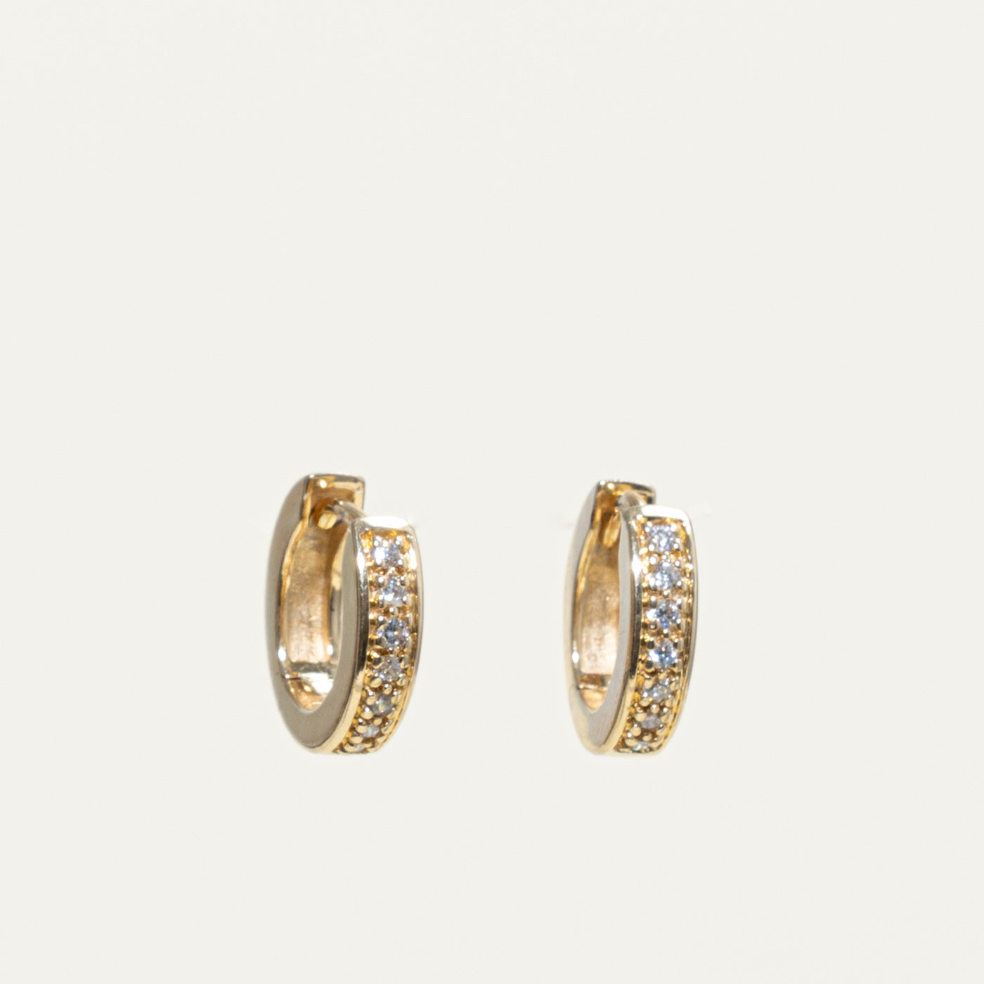 14k Pavé Set Diamond Huggie Earrings | 0.13ctw
