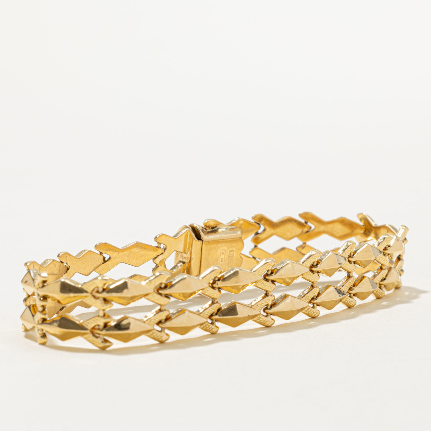 18k Italian Yellow Gold Geometric Chain Bracelet | 7.5"