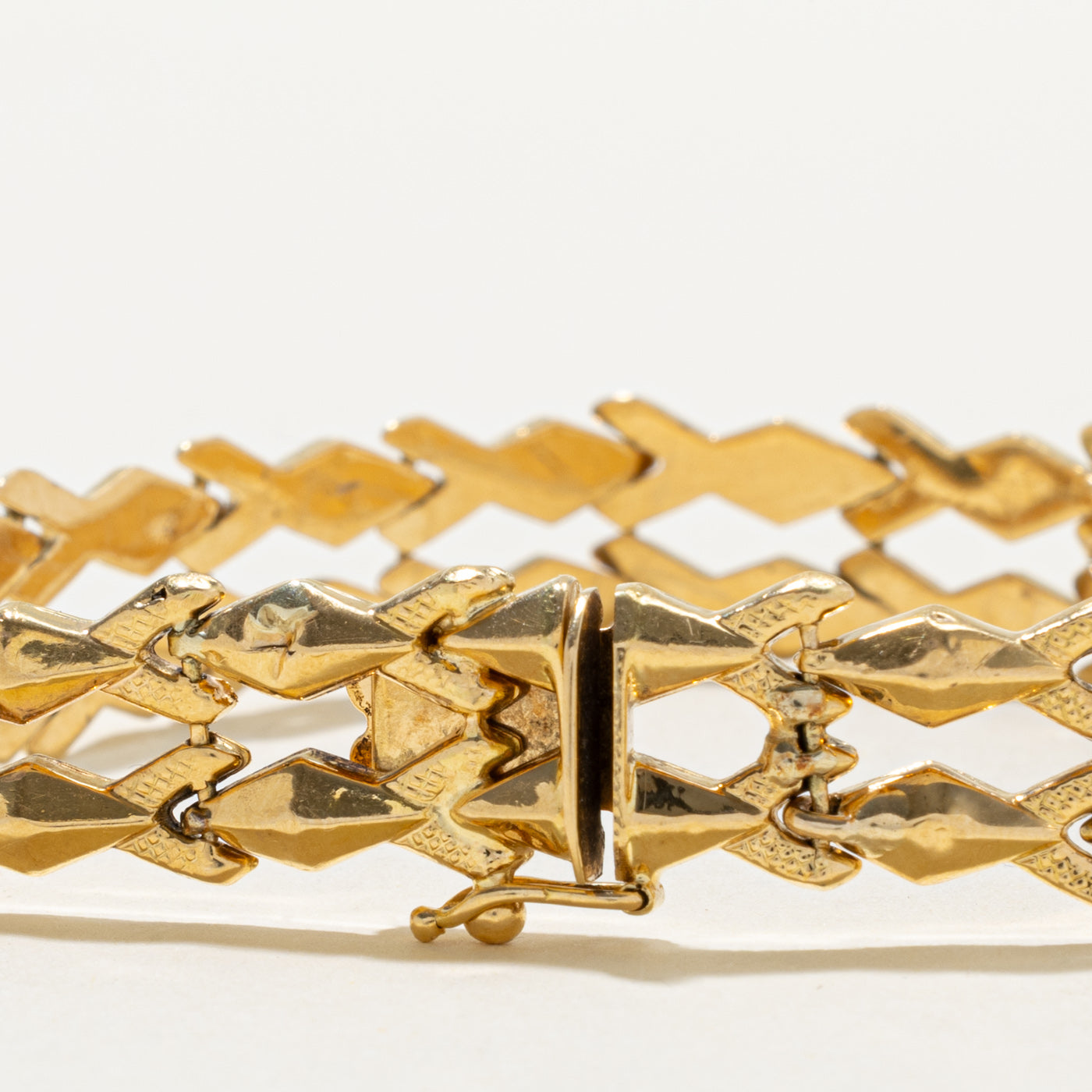 18k Italian Yellow Gold Geometric Chain Bracelet | 7.5"