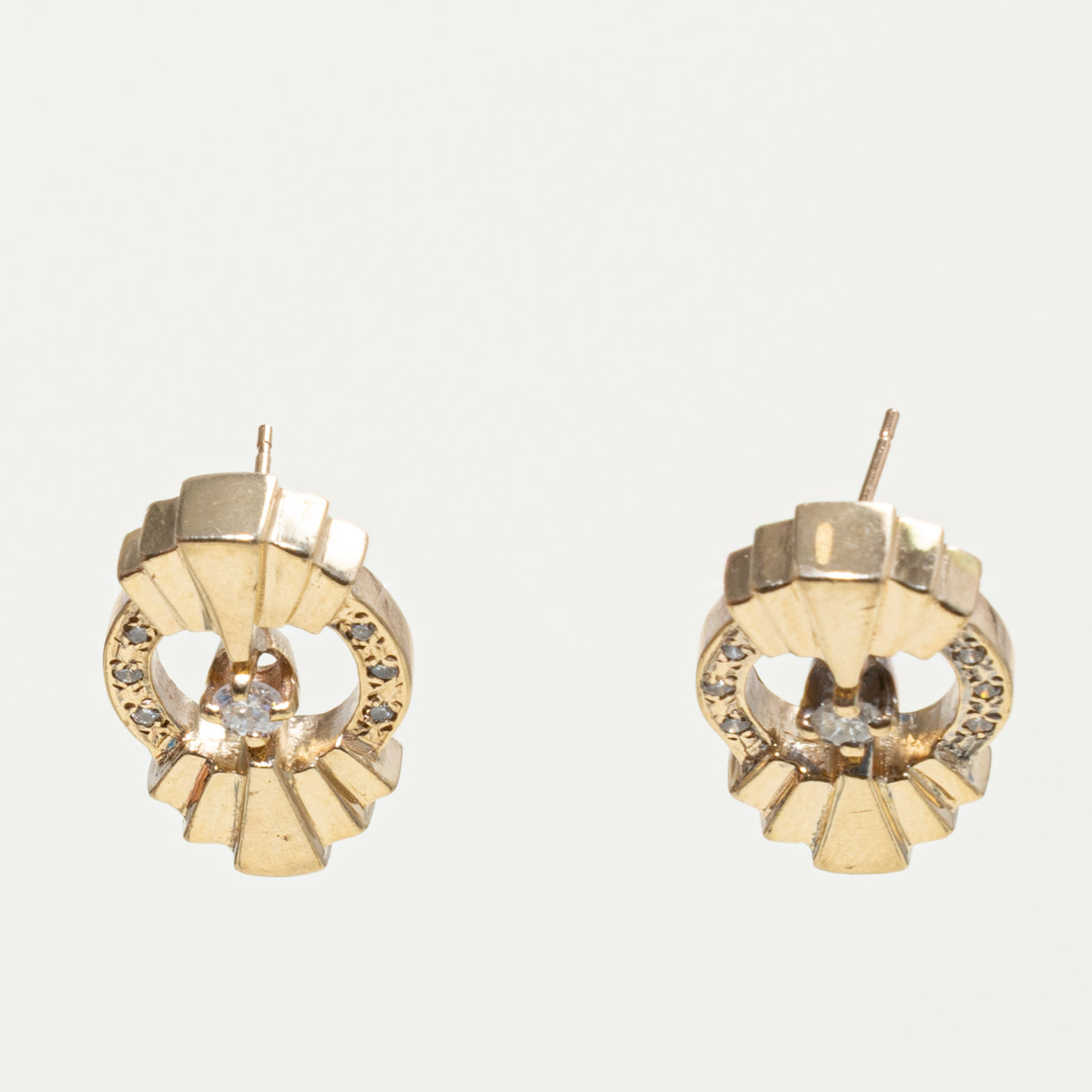 14k Diamond Textured Geometric Stud Earrings | 0.33ctw