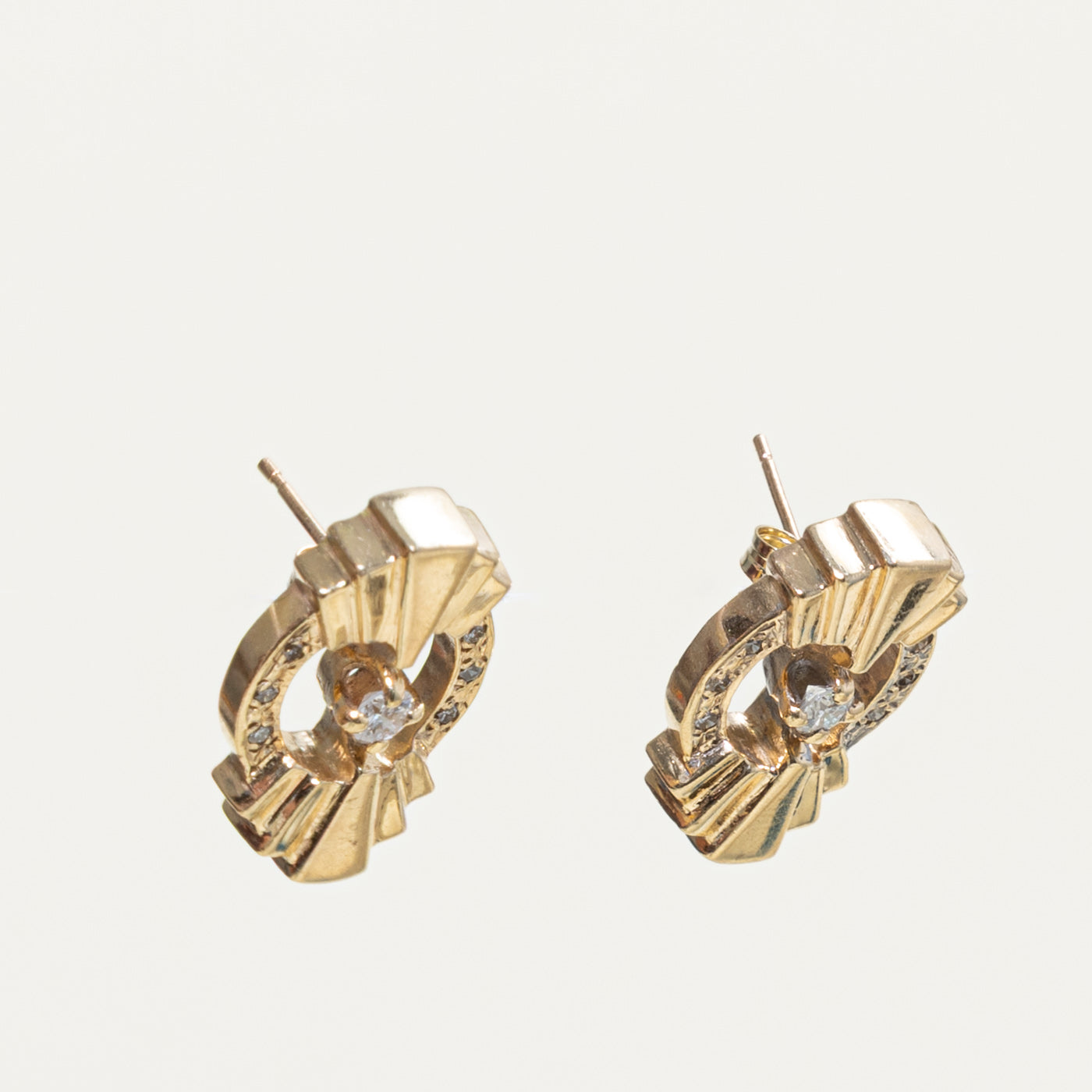 14k Diamond Textured Geometric Stud Earrings | 0.33ctw