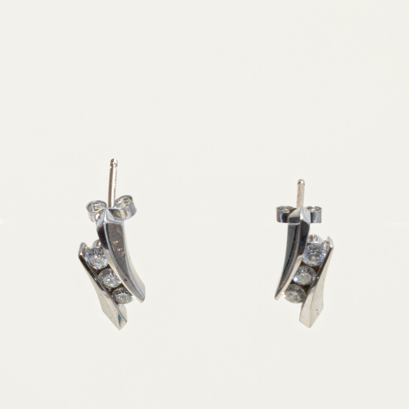14k Channel Set Diamond Stud Earrings | 0.27ctw