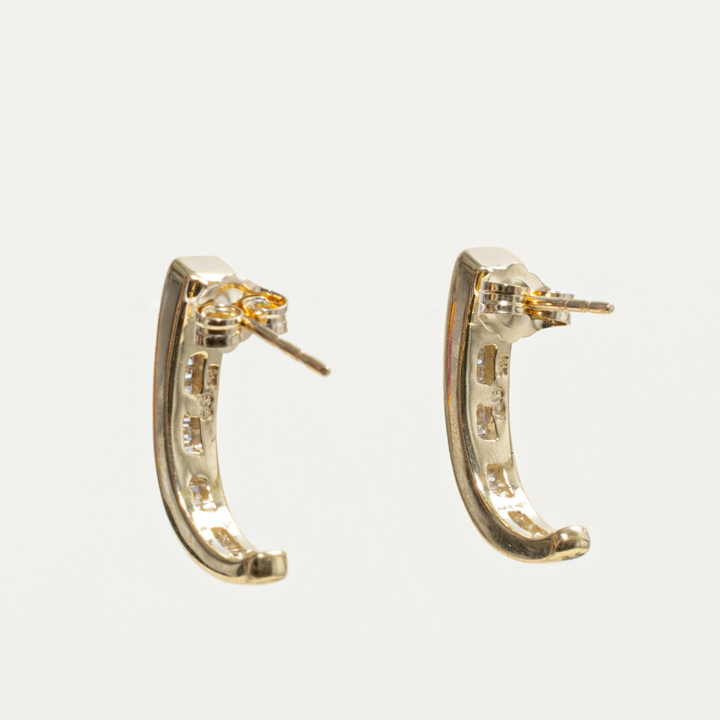 14k Baguette Cut Diamond Half Hoop Earrings | 0.40ctw