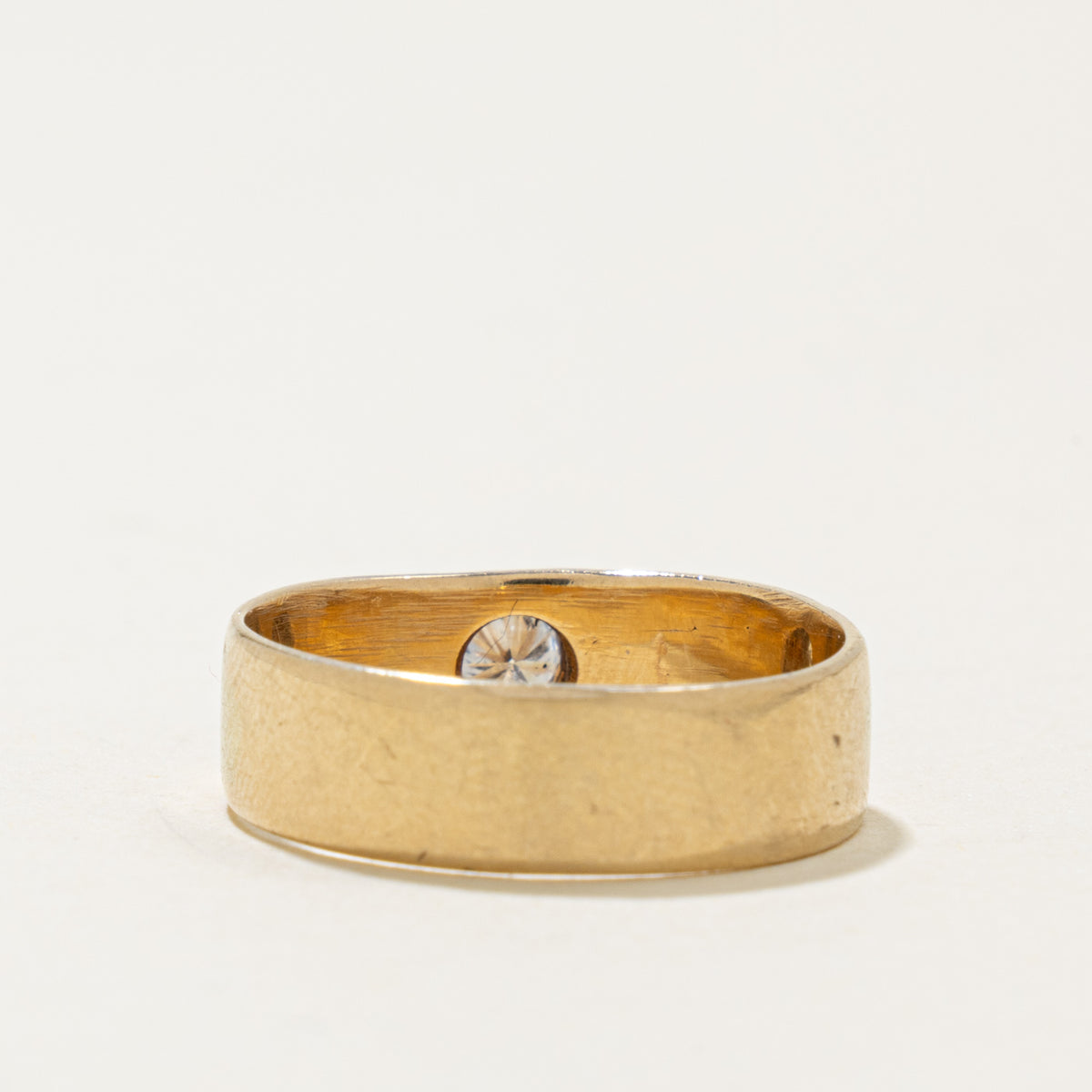 14k Bezel Set Diamond Grooved Band | 0.13ct | 6.0mm | SZ 7.75