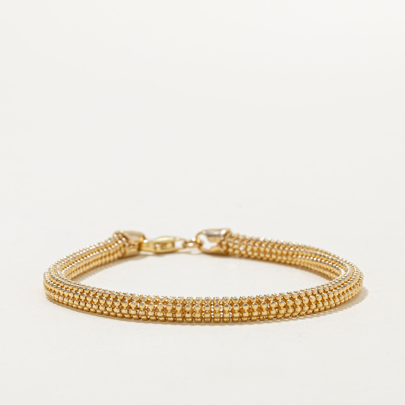 Yellow Gold Woven Bead Link Chain Bracelet | 3.95mm | 7"