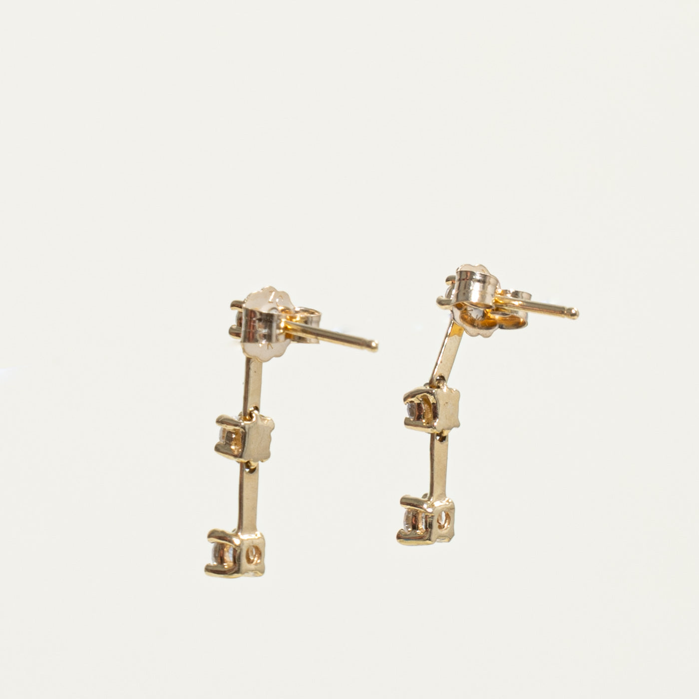 14k Diamond Three Stone Drop Earrings | 1.16ctw