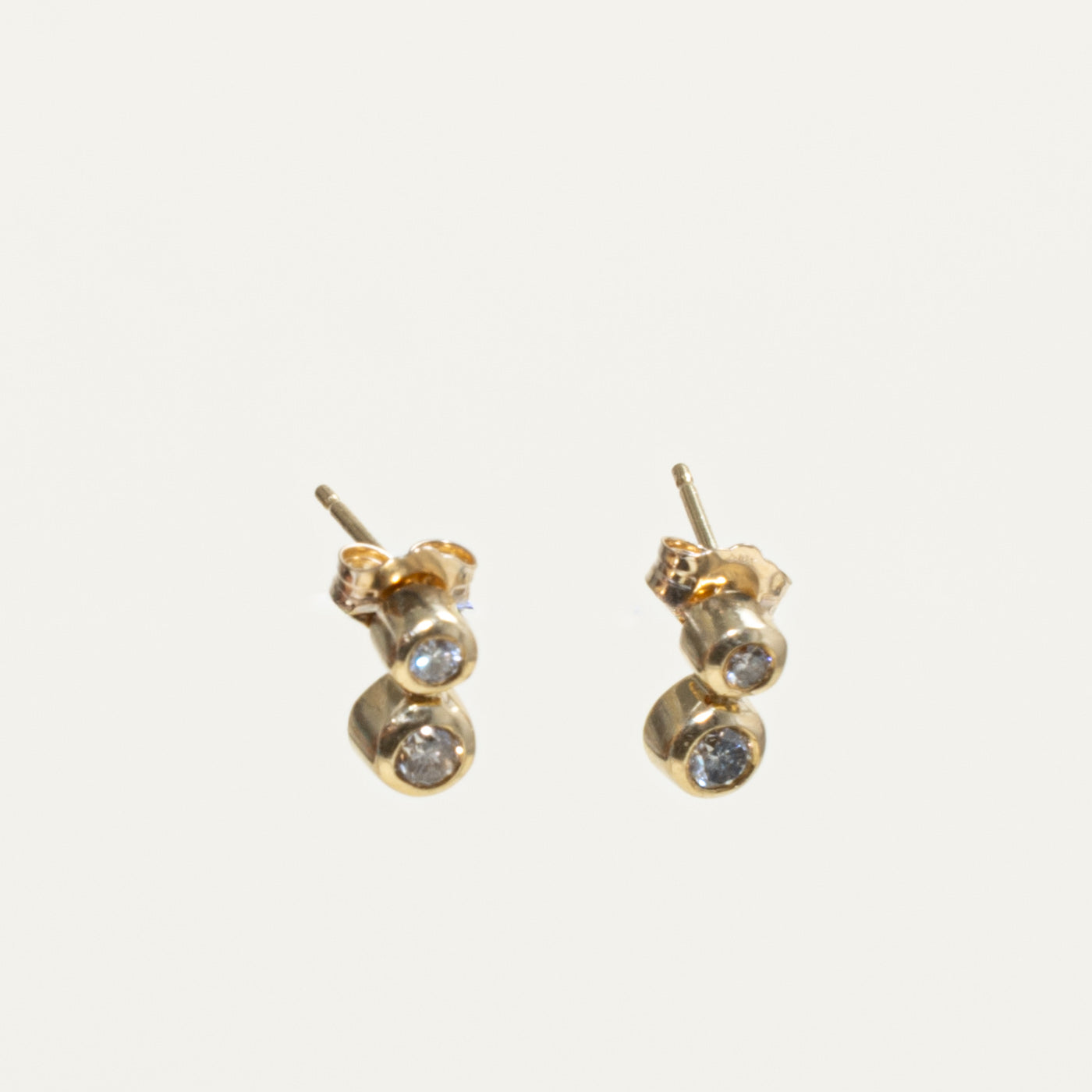 10k Bezel Set Two Stone Diamond Stud Earrings | 0.25ctw