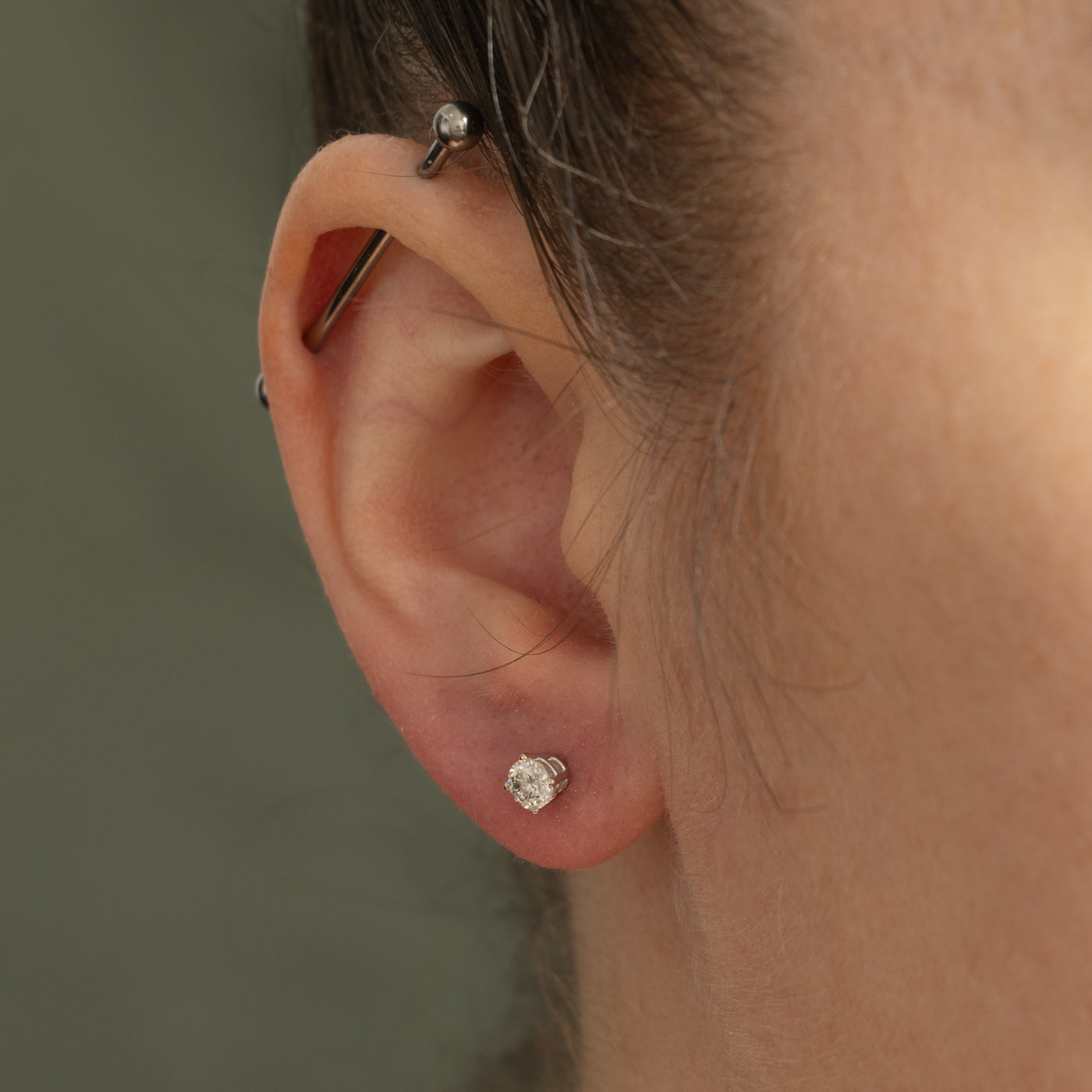 14k Solitaire Diamond Stud Earrings | 0.50ctw I2 J/K