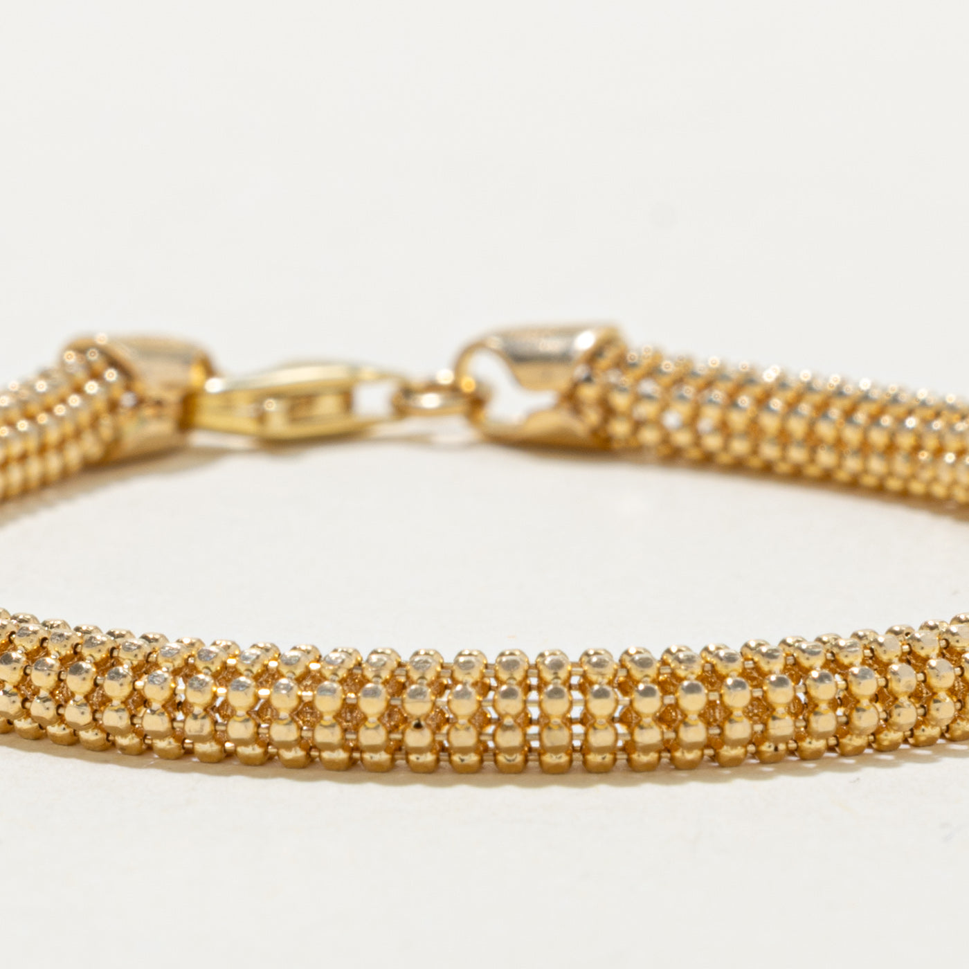 Yellow Gold Woven Bead Link Chain Bracelet | 3.95mm | 7"