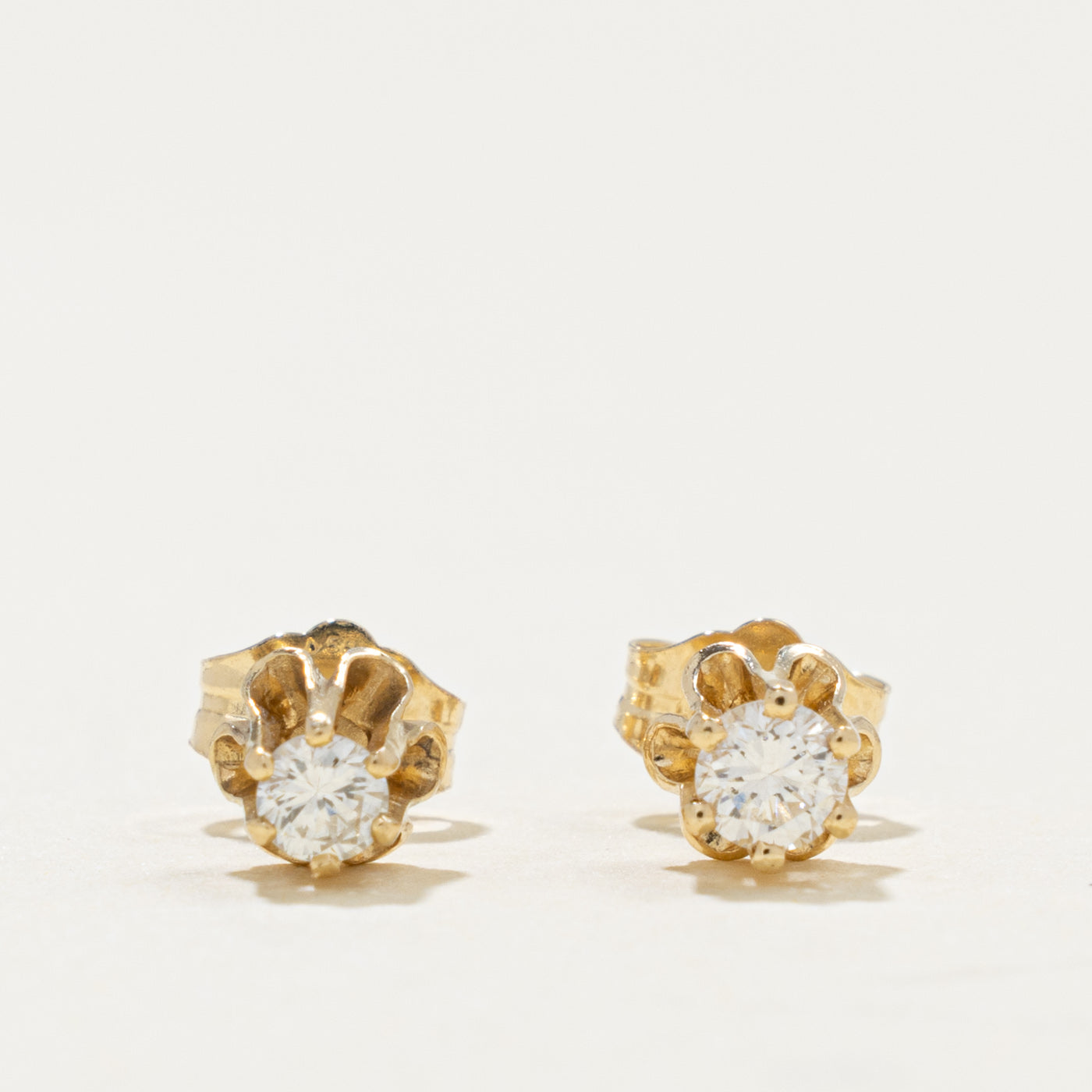 14k Belcher Set Diamond Stud Earrings | 0.20ctw