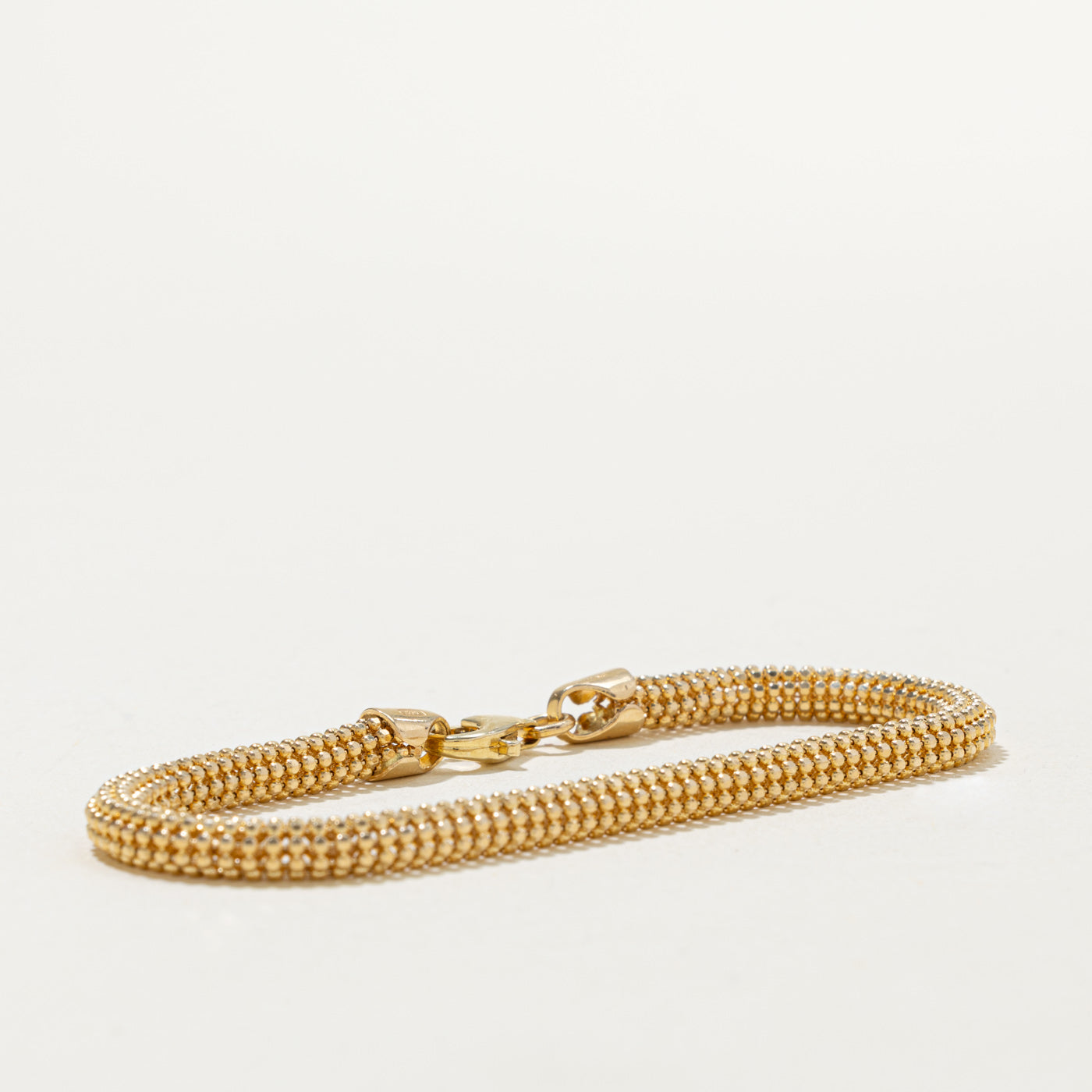 Yellow Gold Woven Bead Link Chain Bracelet | 3.95mm | 7"
