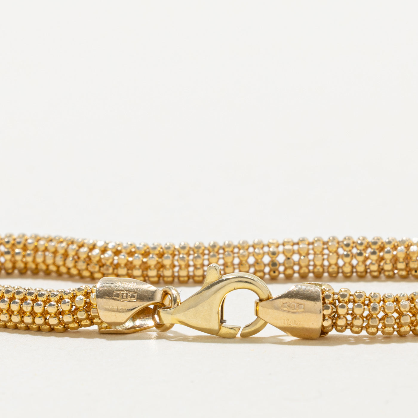 Yellow Gold Woven Bead Link Chain Bracelet | 3.95mm | 7"