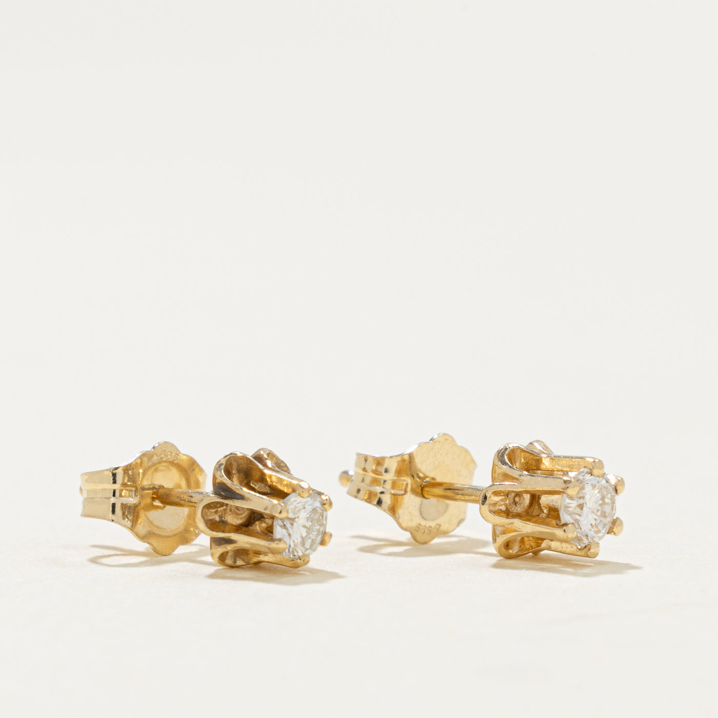 14k Belcher Set Diamond Stud Earrings | 0.20ctw