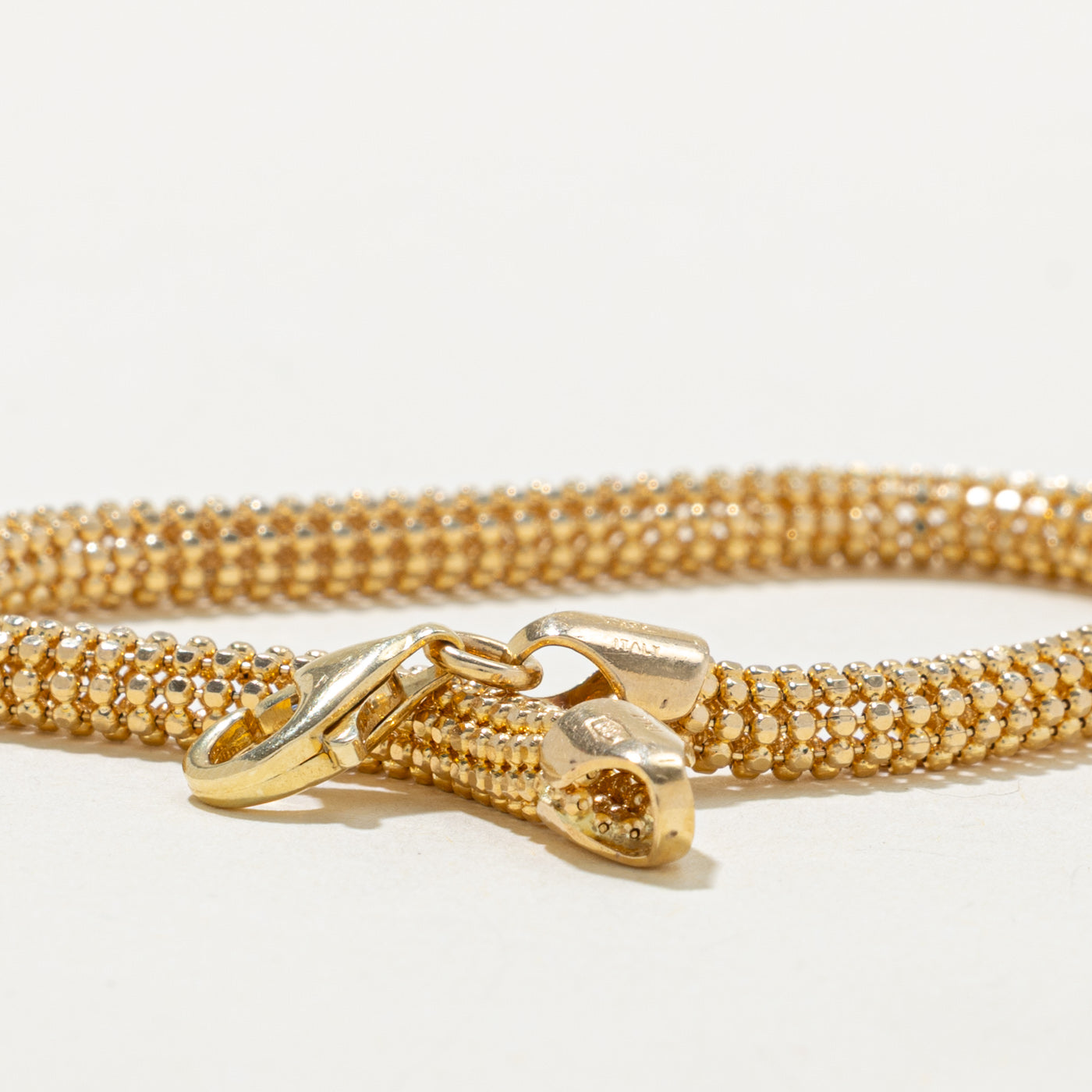 Yellow Gold Woven Bead Link Chain Bracelet | 3.95mm | 7"