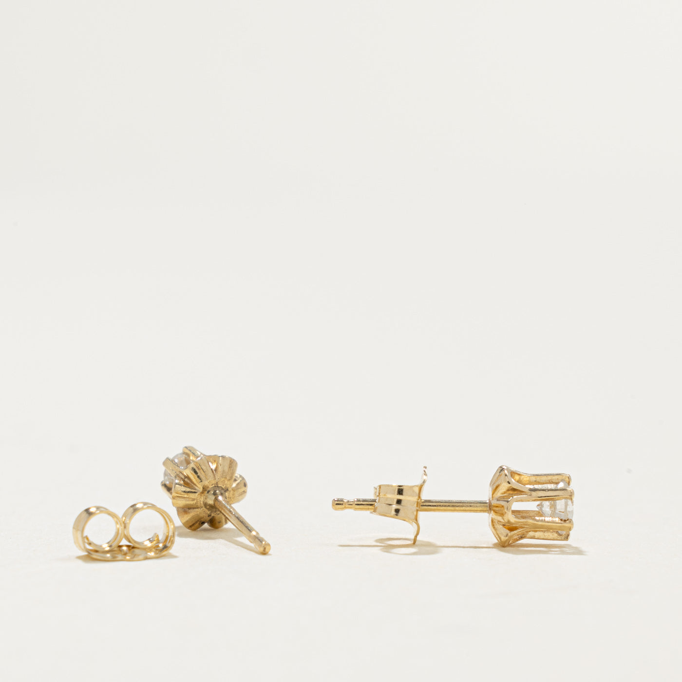 14k Belcher Set Diamond Stud Earrings | 0.20ctw
