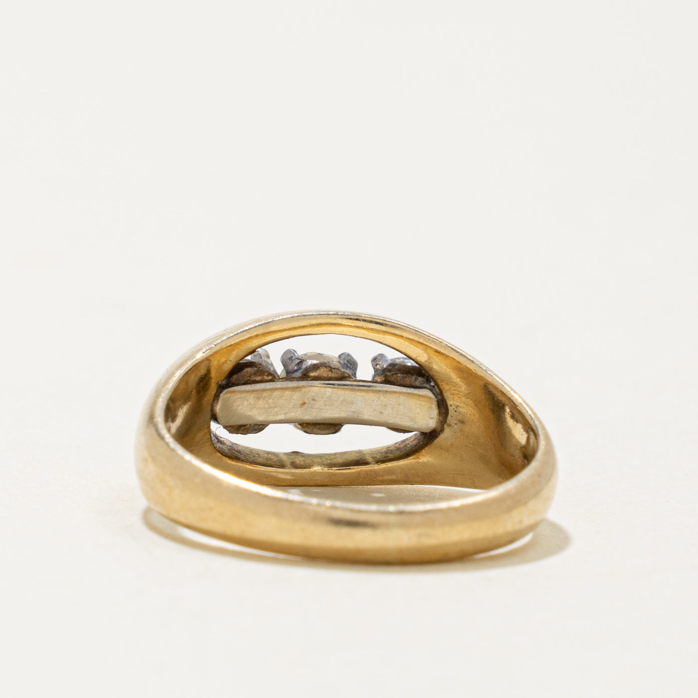 14k Three Stone Old Mine Cut Diamond Open Dome Ring | 0.22ctw | SZ 3.75