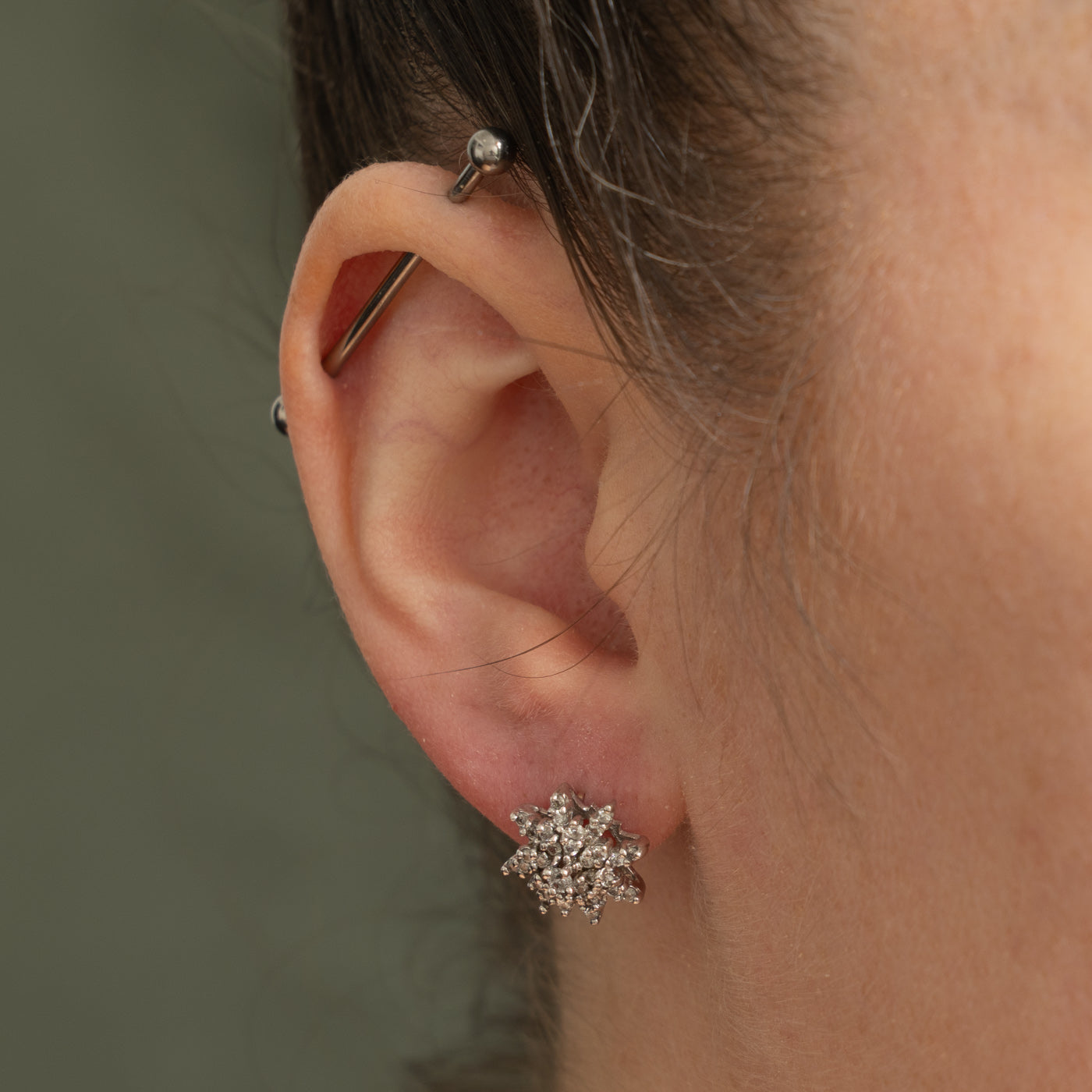 14k Diamond Floral Cluster Stud Earrings | 0.64ctw