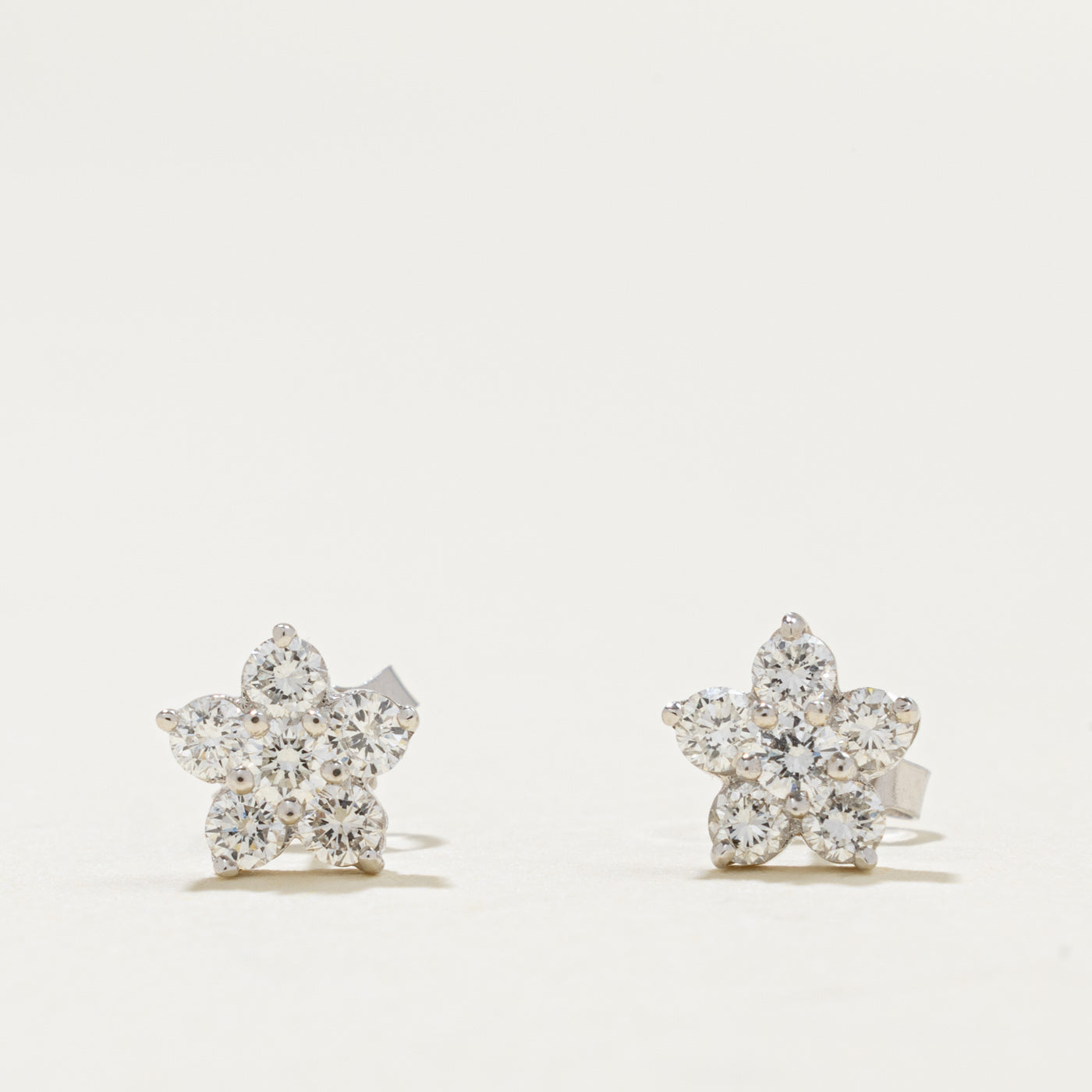 18k Diamond Floral Cluster Stud Earrings | 0.54ctw