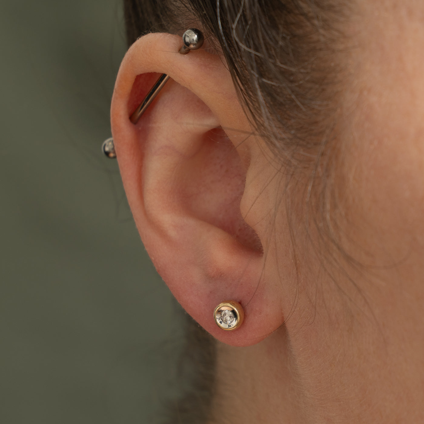 14k Two Tone Diamond Bezel Set Stud Earrings | 0.14ctw