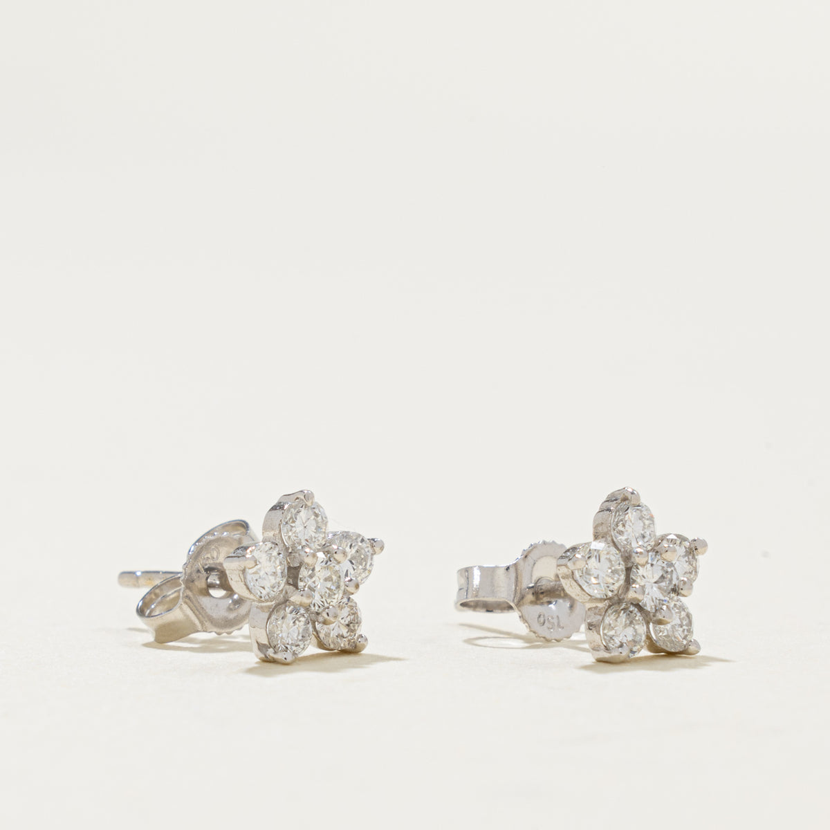 18k Diamond Floral Cluster Stud Earrings | 0.54ctw
