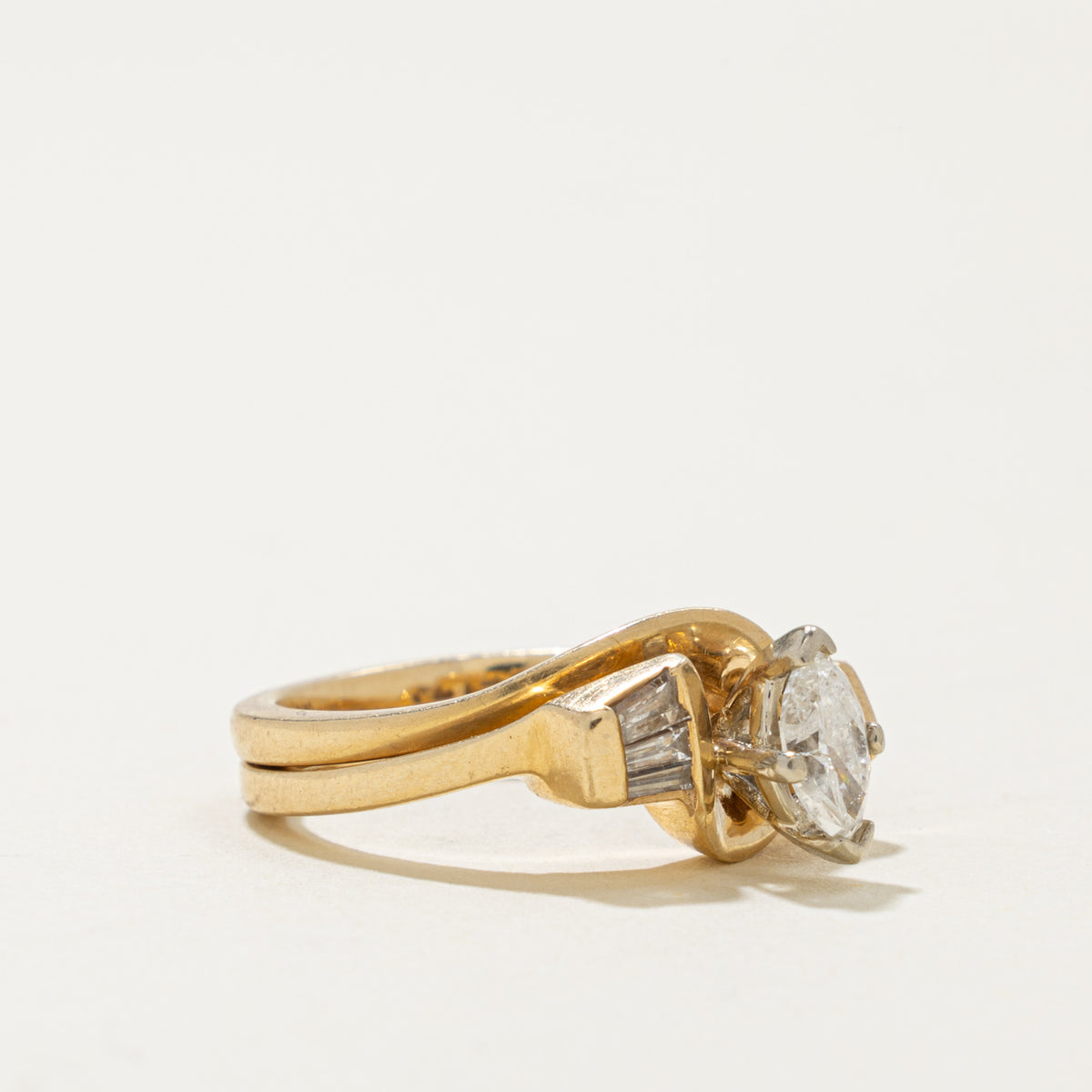 14k Marquise Cut Diamond Baguette Cut Accented Ring | 0.33ct I2 G/H, 0.12ctw | SZ 5.75