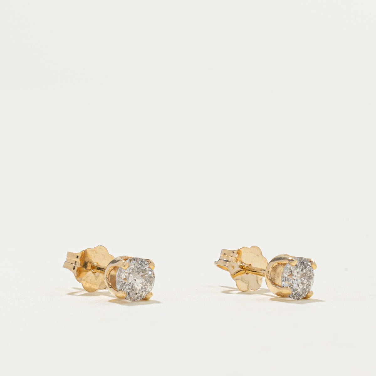 14k Solitaire Diamond Stud Earrings | 0.50ctw I3 I/J
